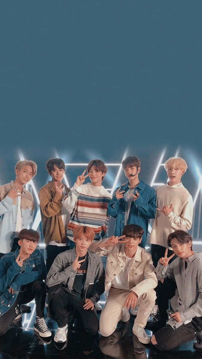 Stray Kids OT8, glowing blue neon-lit stage, neon-lit stage, SD Phone Wallpaper