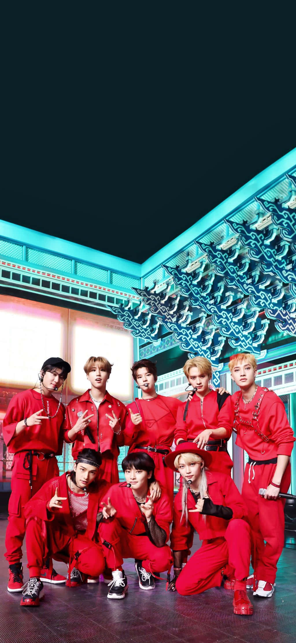 Stray Kids, 8-member boy band, red outfits, Full HD Phone Wallpaper