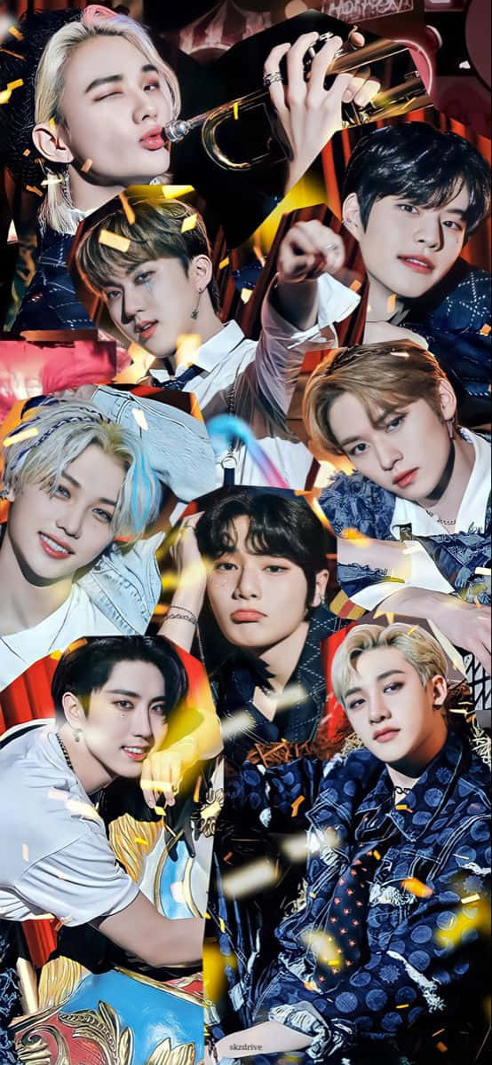 Stray Kids OT8, ocean, confetti, SD Phone Wallpaper