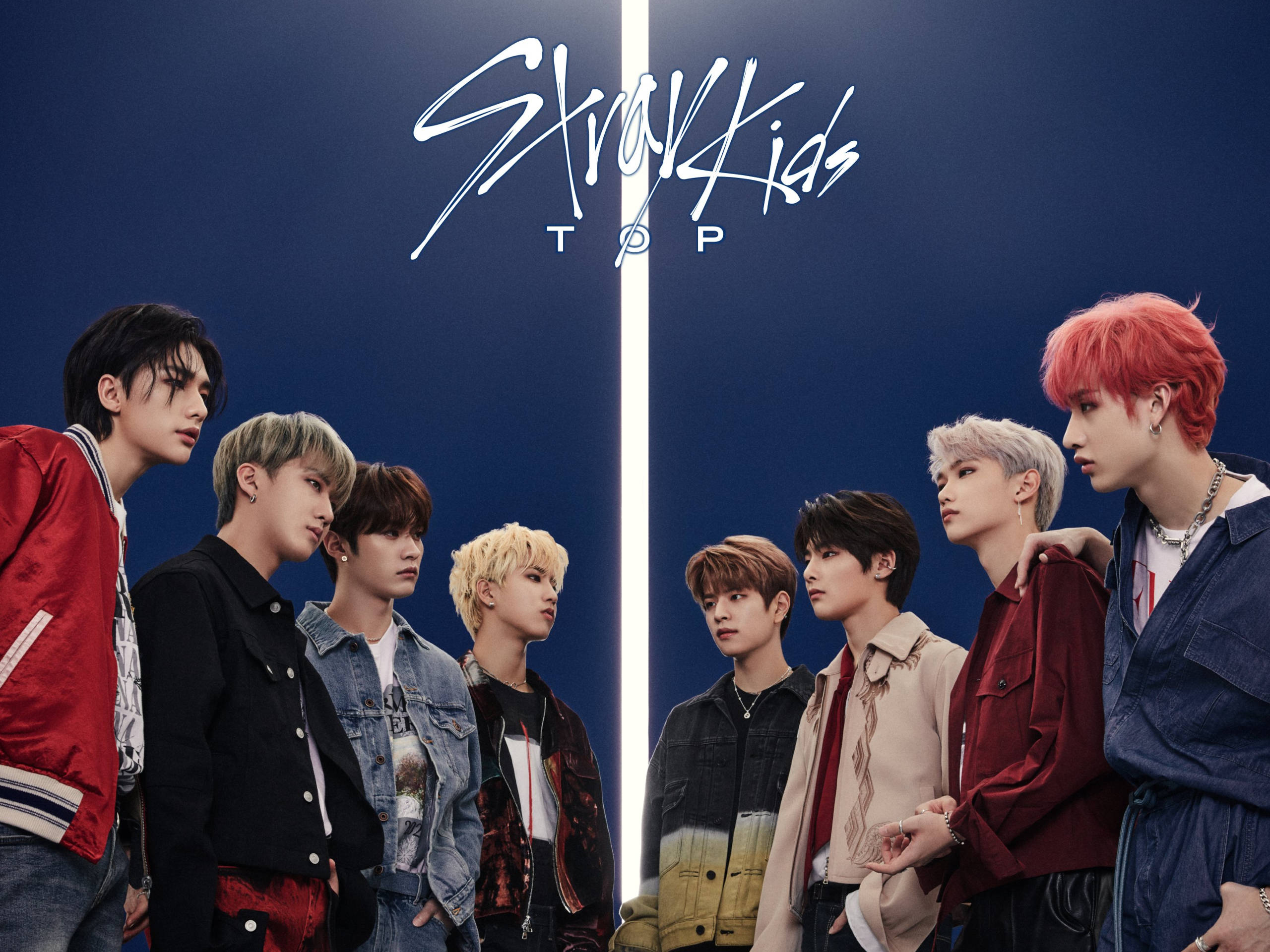 Stray Kids, TOP, deep blue wall, 2K Desktop Wallpaper
