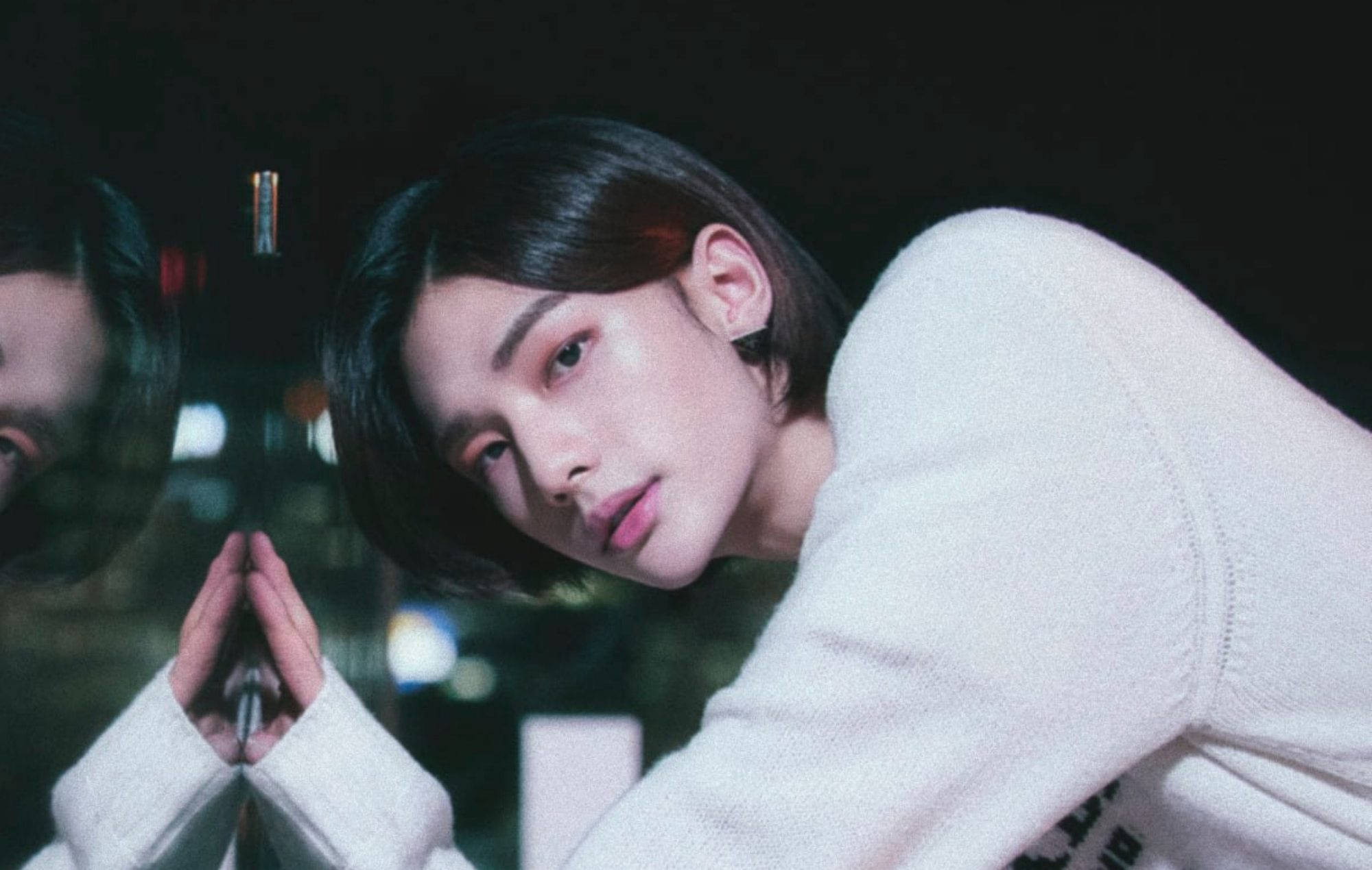 Stray Kids, visual member, white sweater, Full HD Desktop Wallpaper