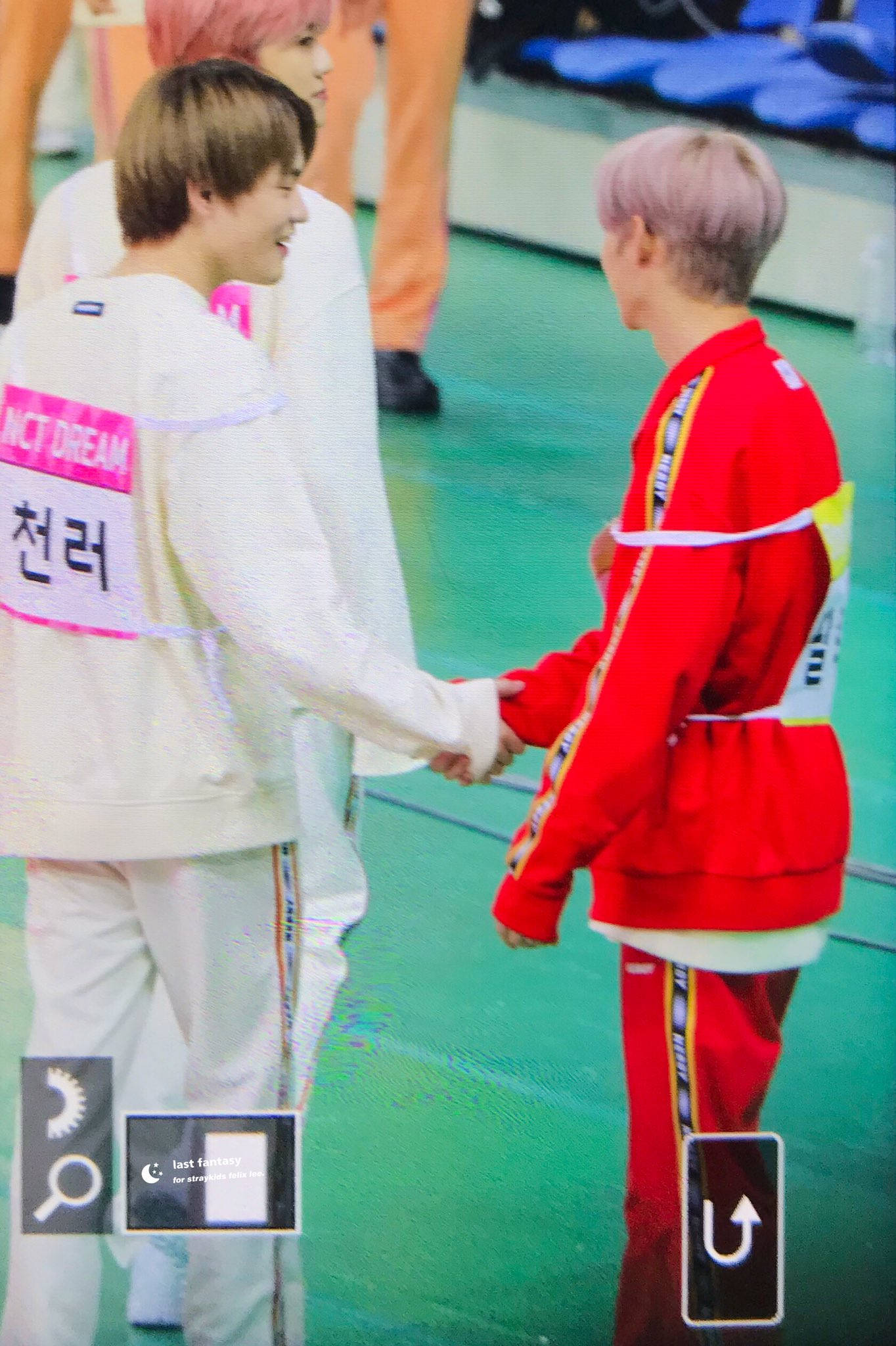 Stray Kids, white and red athletic outfits, green court, Full HD Phone Wallpaper