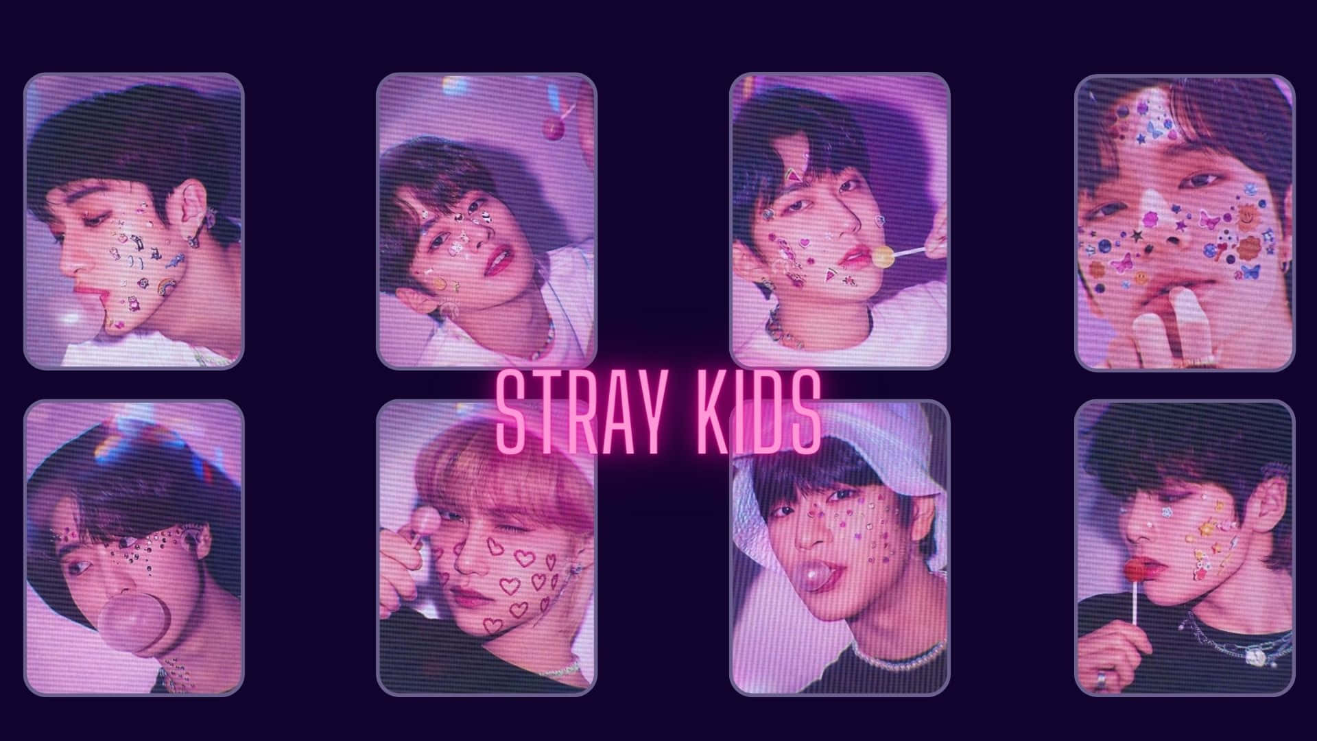 Stray Kids, glitter faces, colorful face stickers, Full HD Desktop Wallpaper