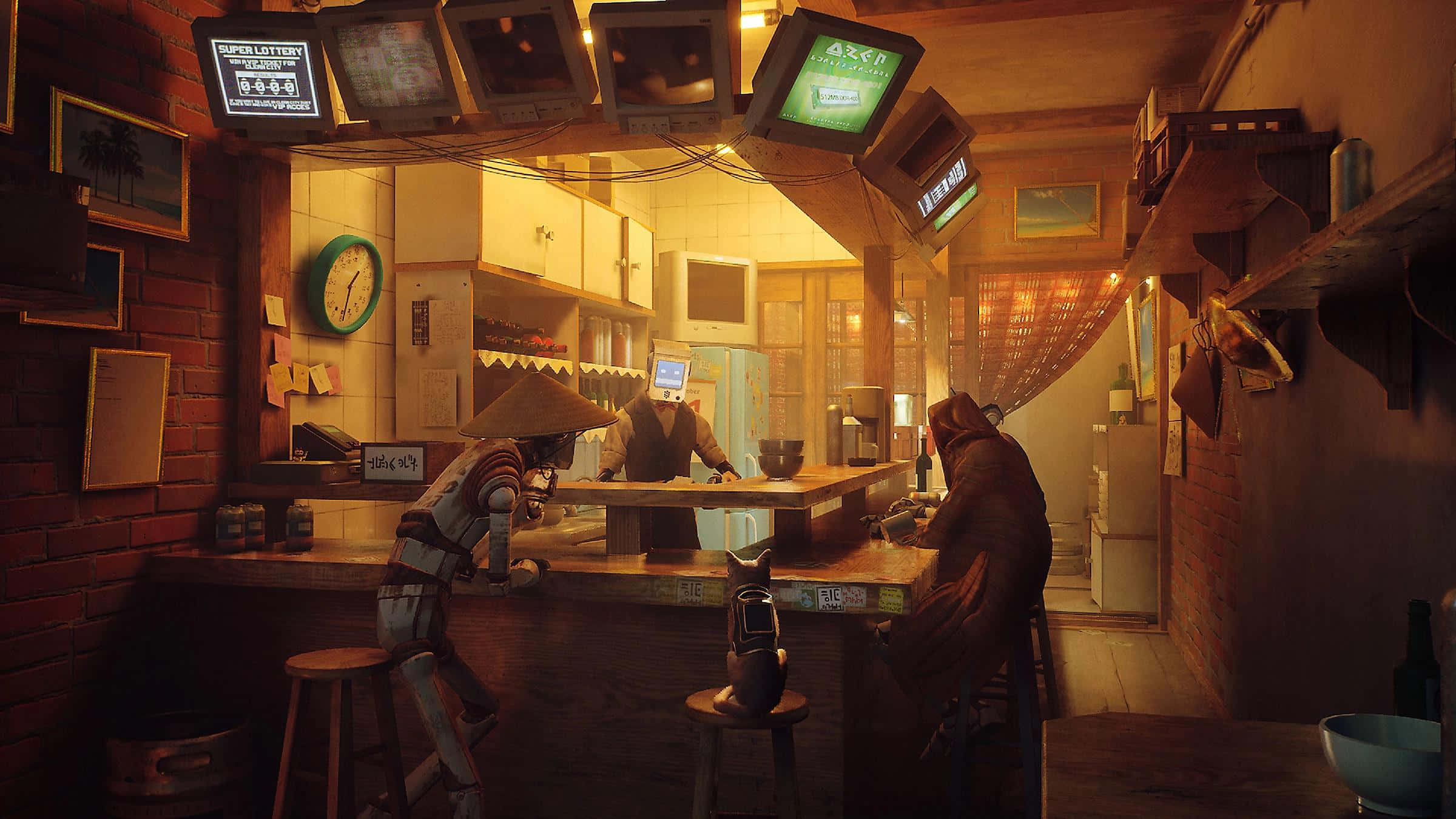 Stray, retro bar, humanoid robots, Full HD Desktop Wallpaper