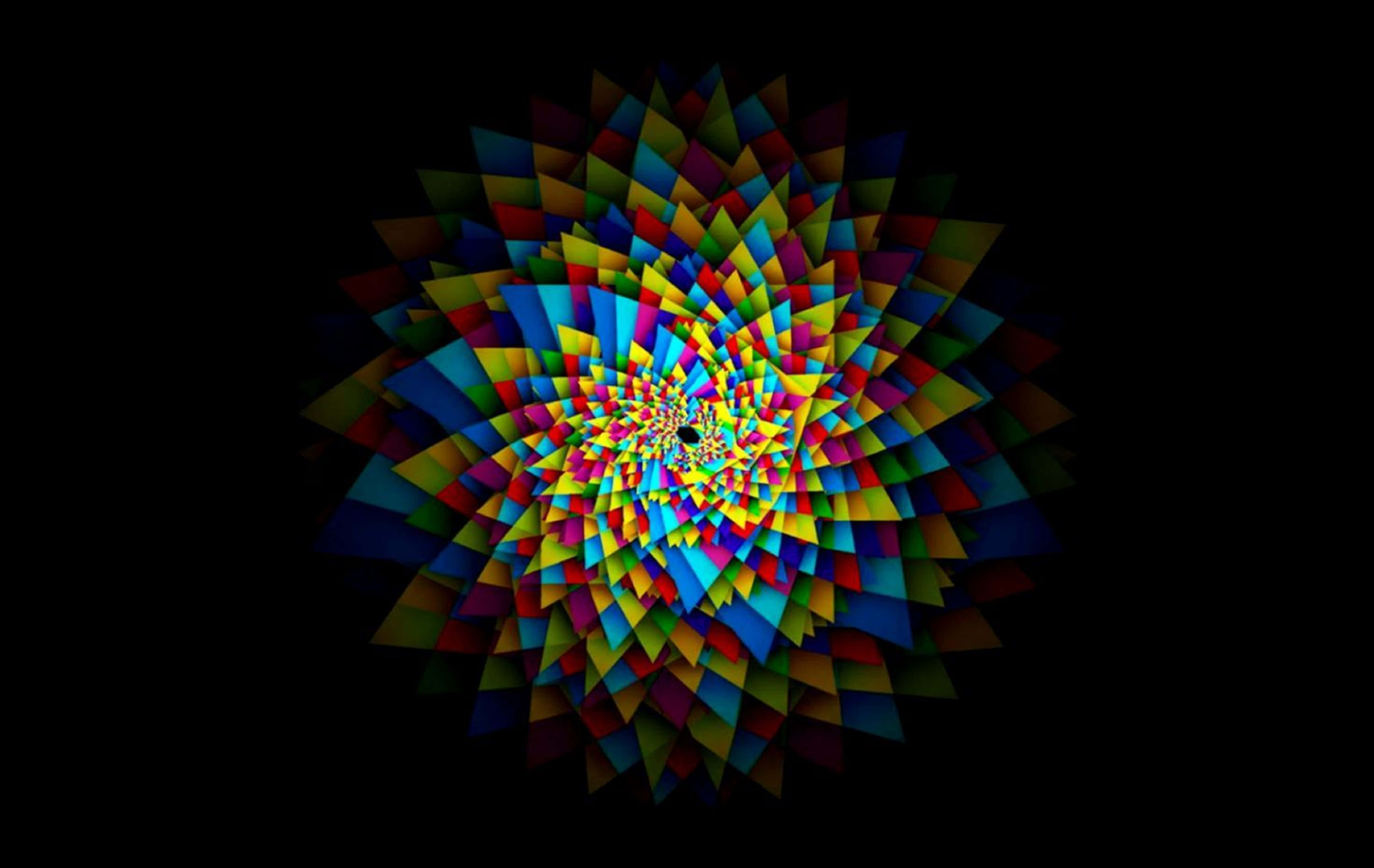 4K Streaming, multicolored geometric shards, stark black background, 4K Desktop Wallpaper