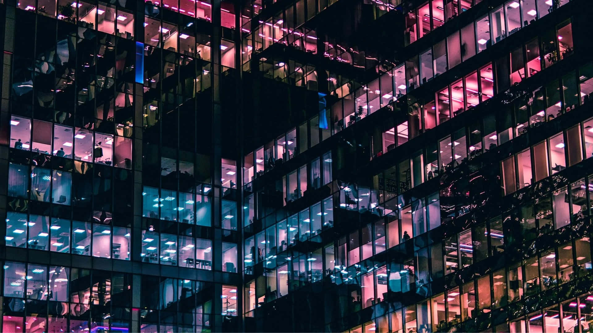streaming, glass skyscraper, night, Full HD Desktop Wallpaper