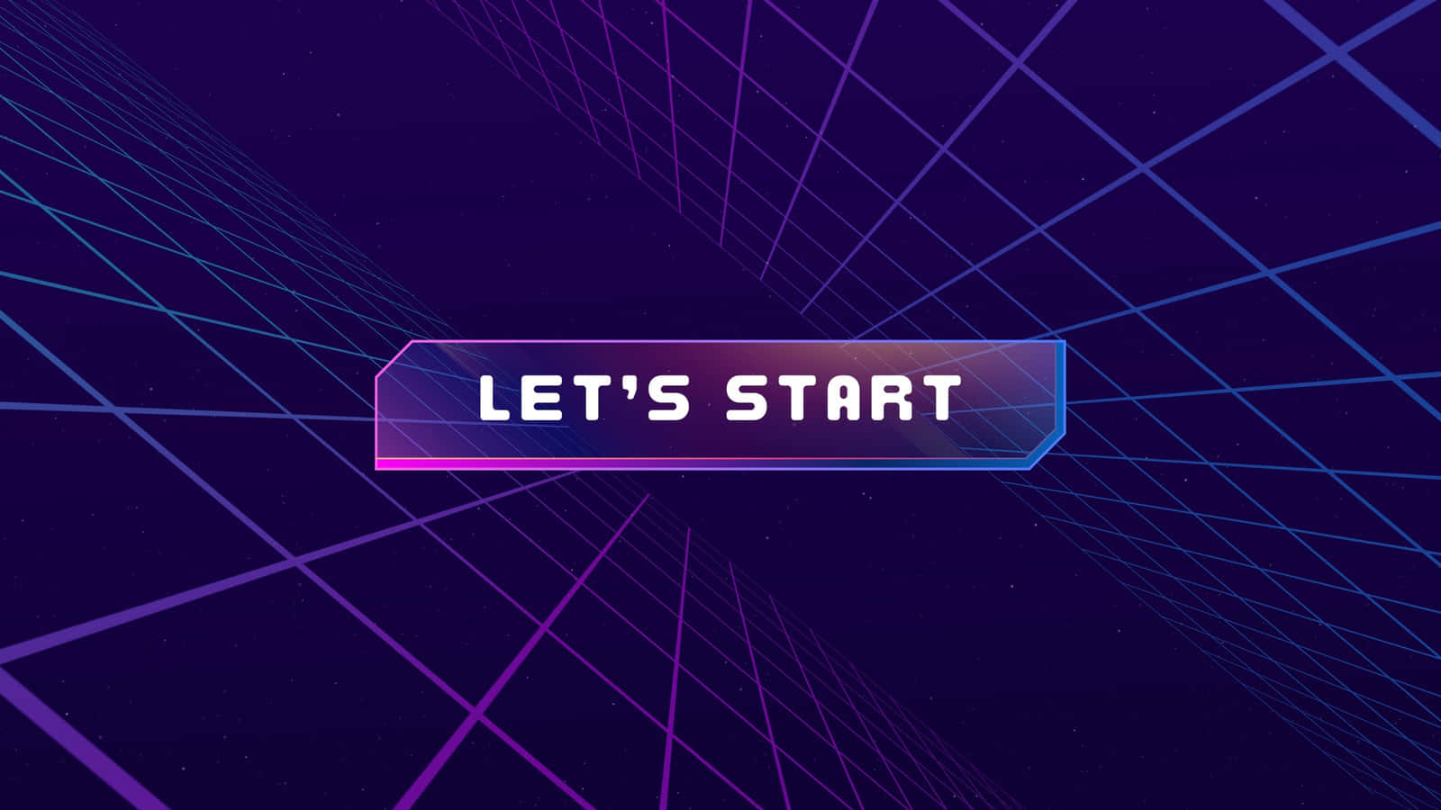neon grid, glowing hexagonal button, LET'S START, HD Desktop Wallpaper