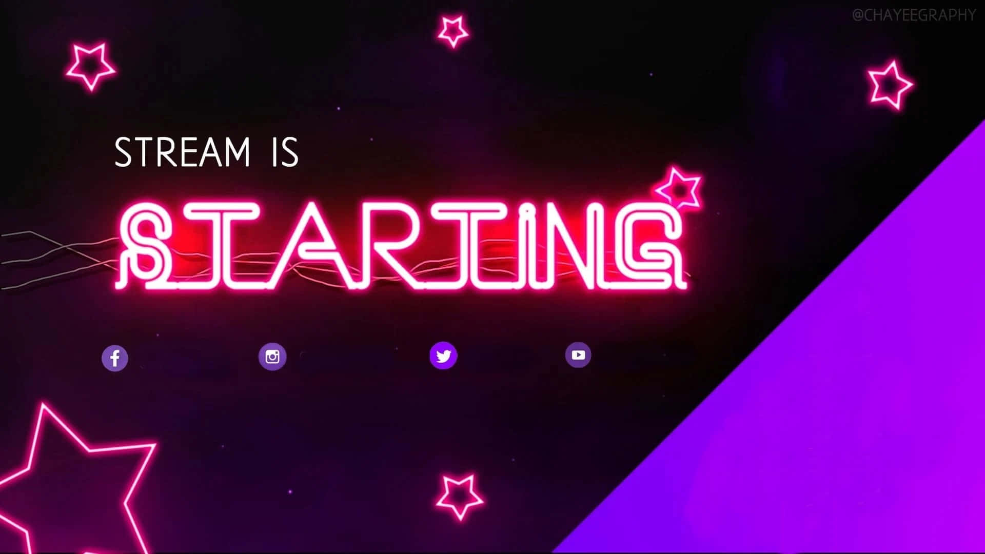 STREAM IS STARTING, neon pink text, dark purple background, Full HD Desktop Wallpaper