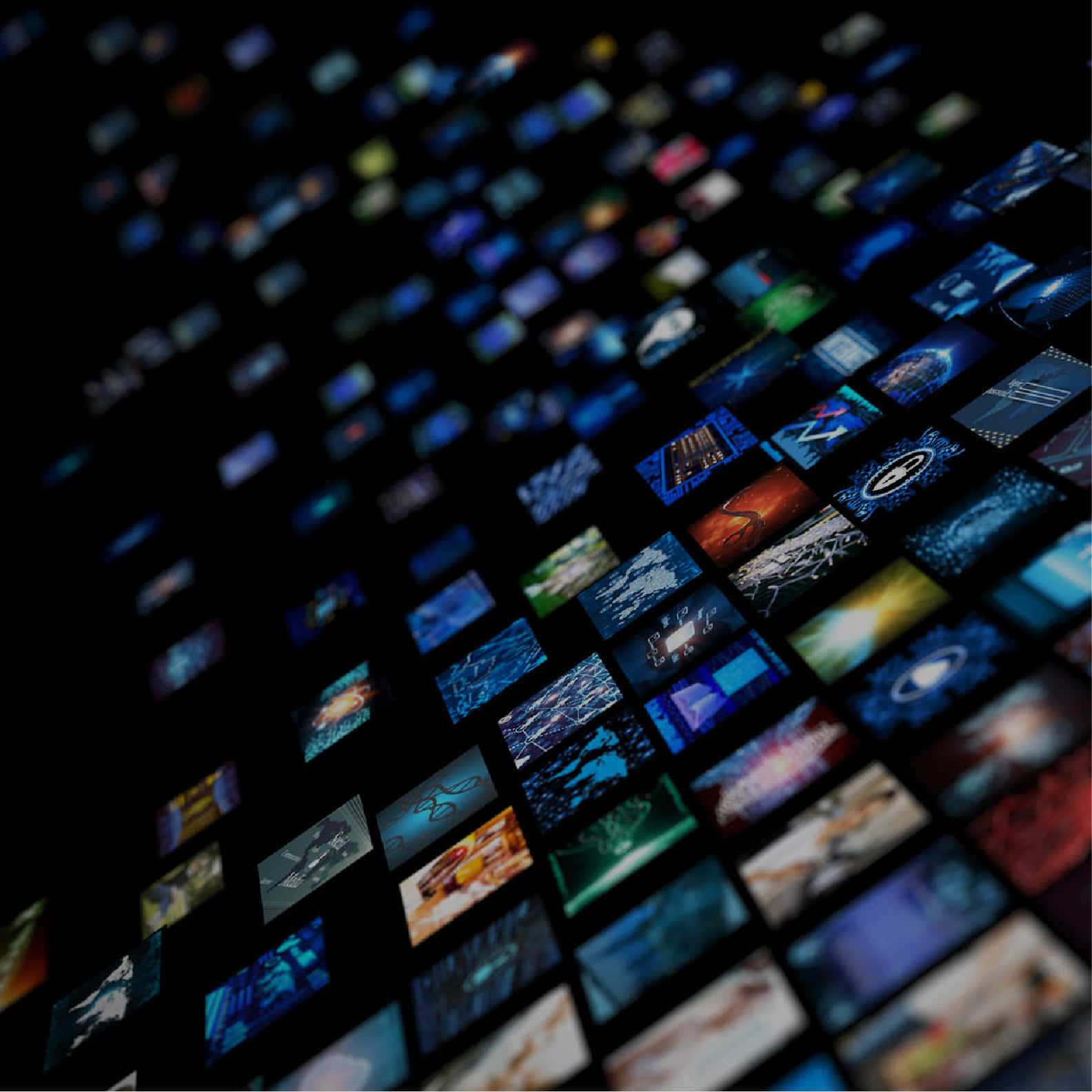 Streaming, digital thumbnails, black void, HD Desktop Wallpaper