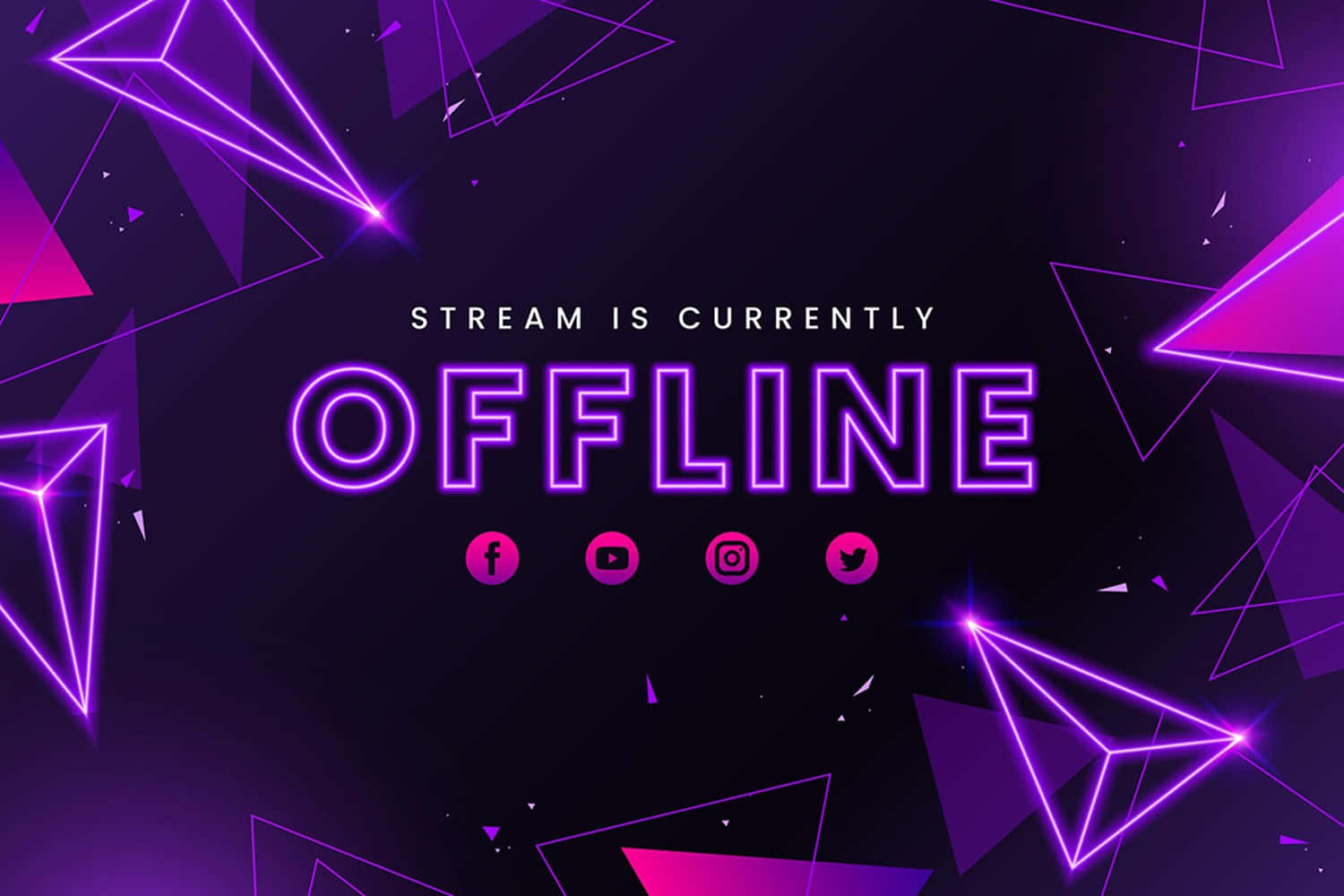Streaming, vibrant purple neon triangles, bold glowing text, HD Desktop Wallpaper