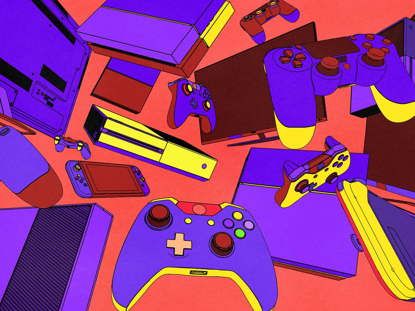 Streaming, gaming consoles, controllers, HD Desktop Wallpaper