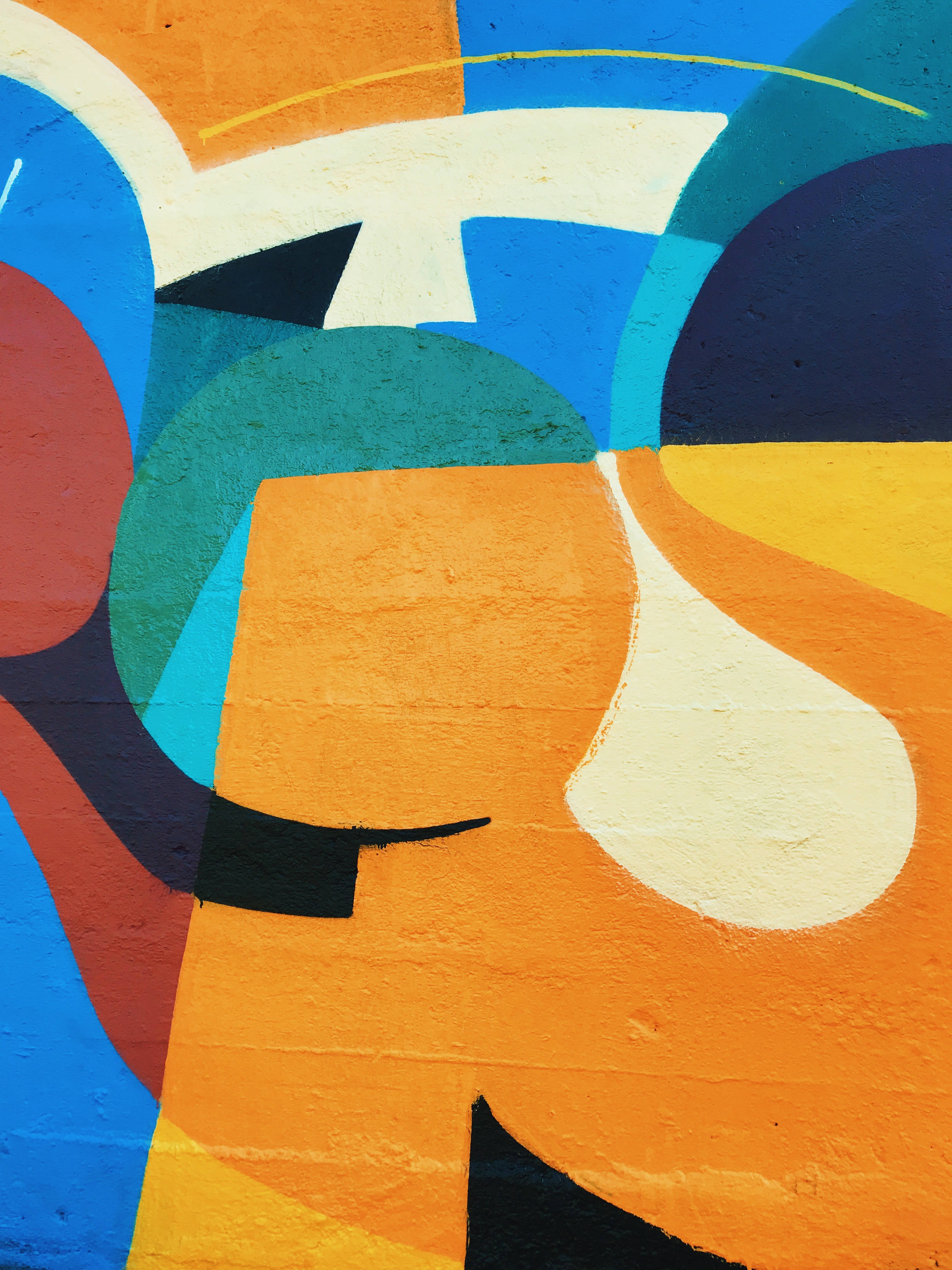 abstract mural, bold geometric shapes, orange, 4K Phone Wallpaper