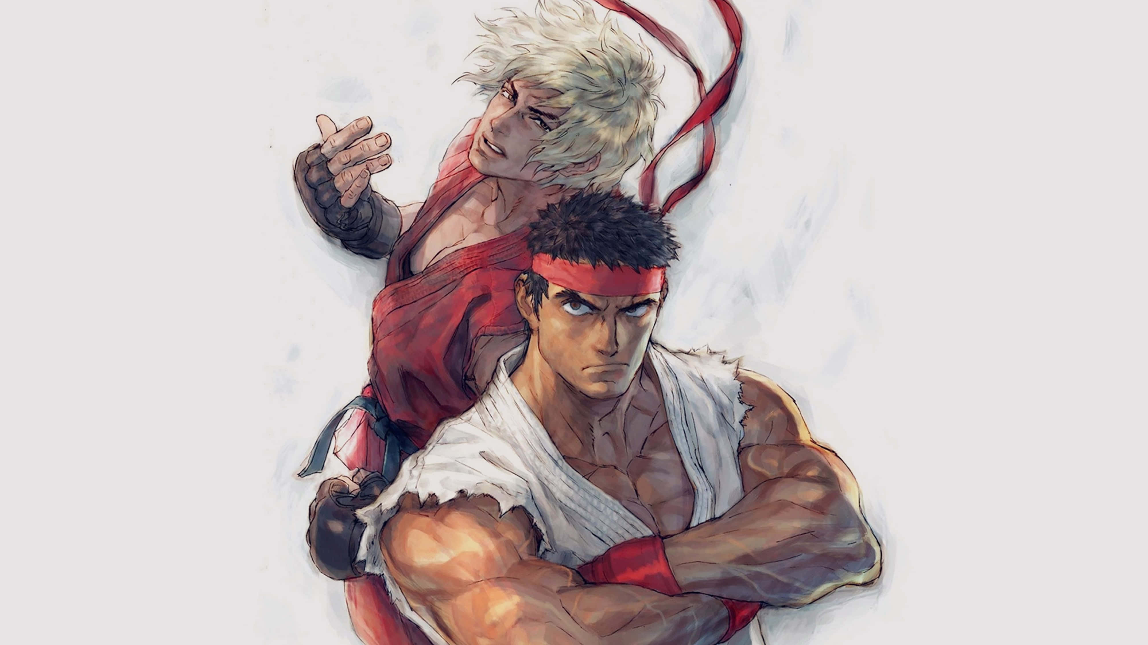 Street Fighter, red and white gi, anime fighters, 4K Desktop Wallpaper
