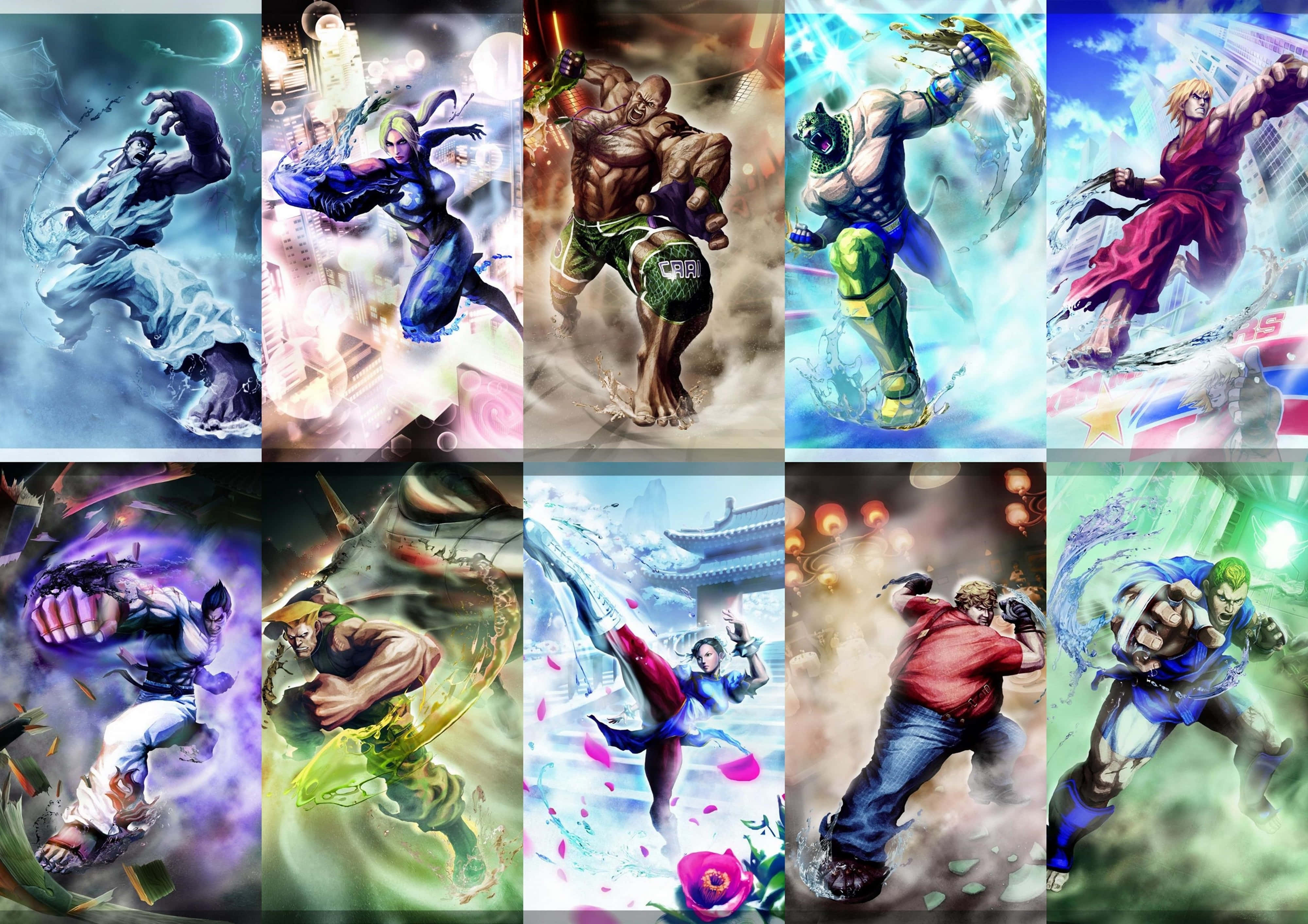 Street Fighter 4K, anime fighters, special moves, 4K Desktop Wallpaper