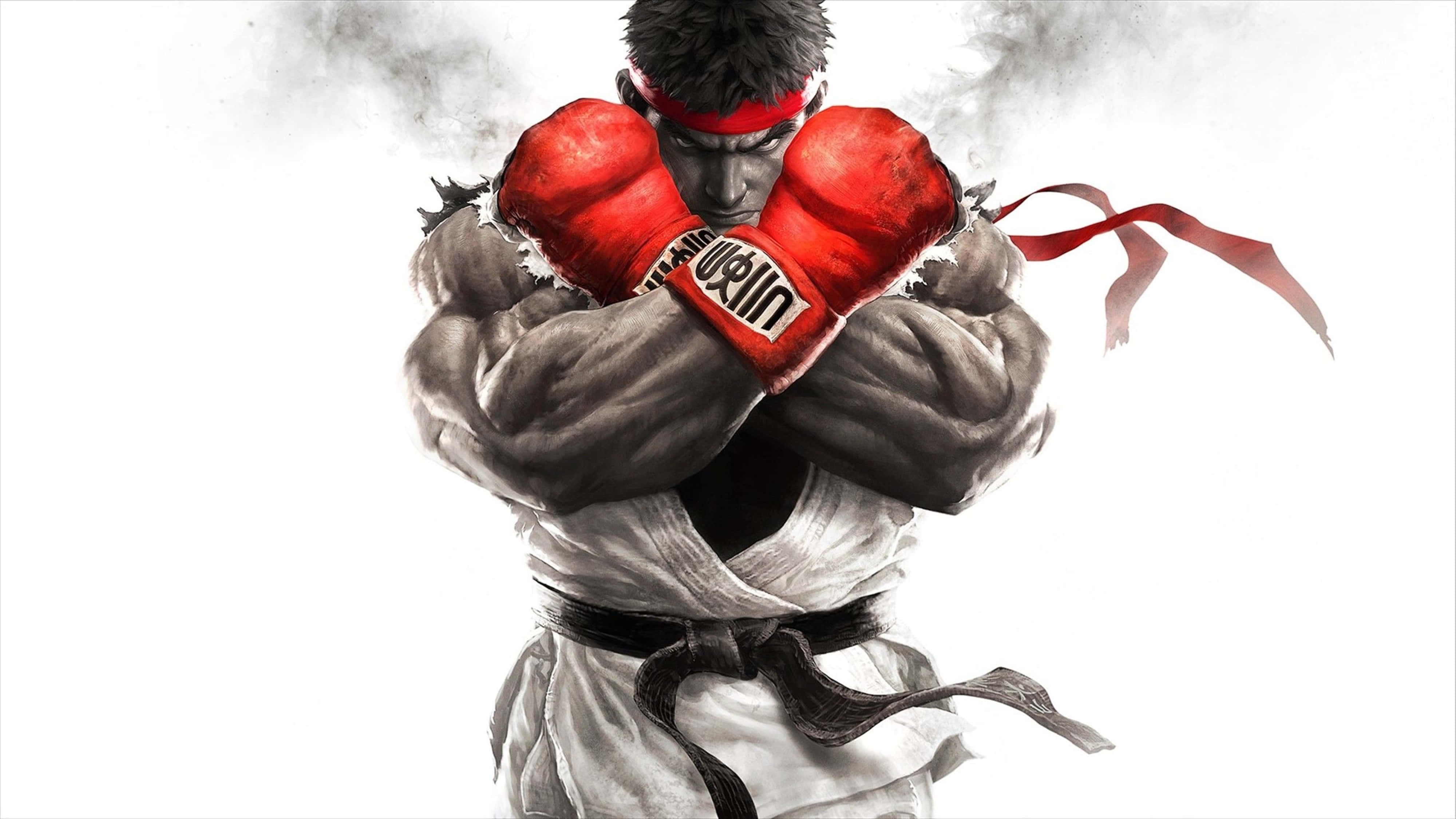 Street Fighter 4K, red boxing gloves, white gi, 4K Desktop Wallpaper