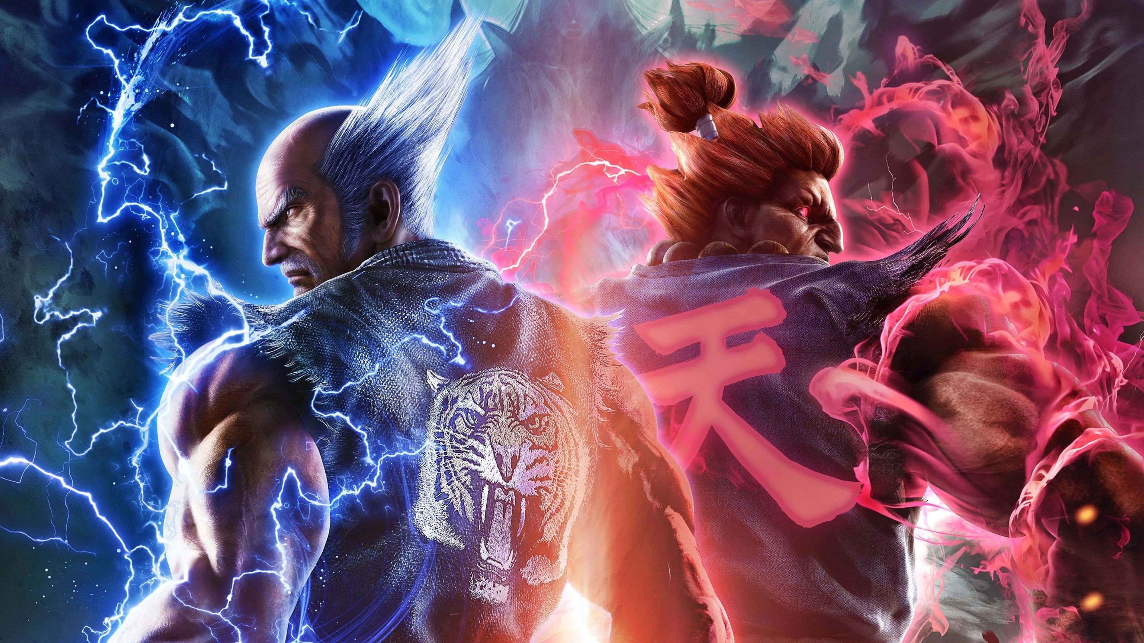 Street Fighter 4K, blue lightning, red energy, 4K Desktop Wallpaper