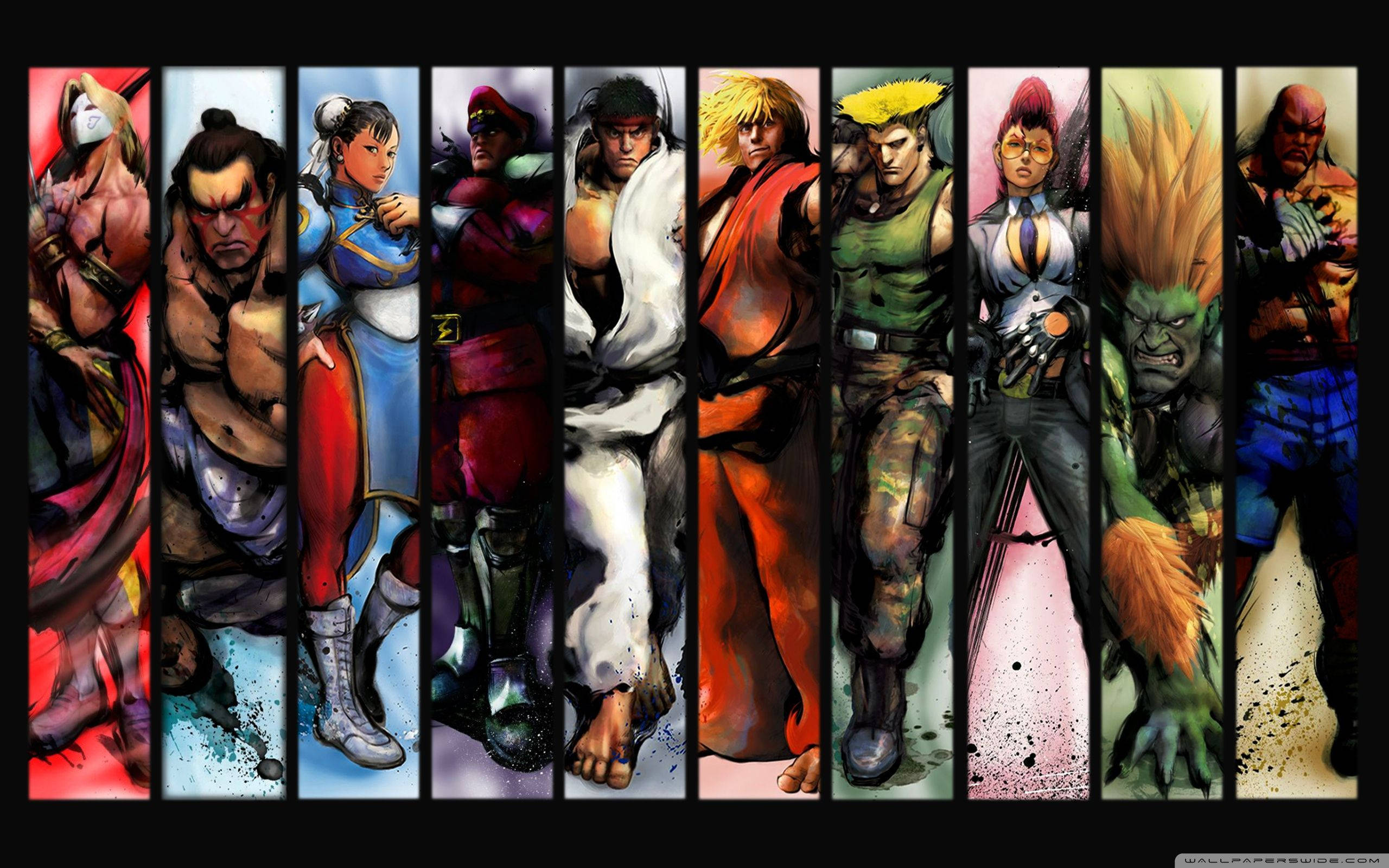 Street Fighter, Street Fighter characters, vertical panels, 2K Desktop Wallpaper