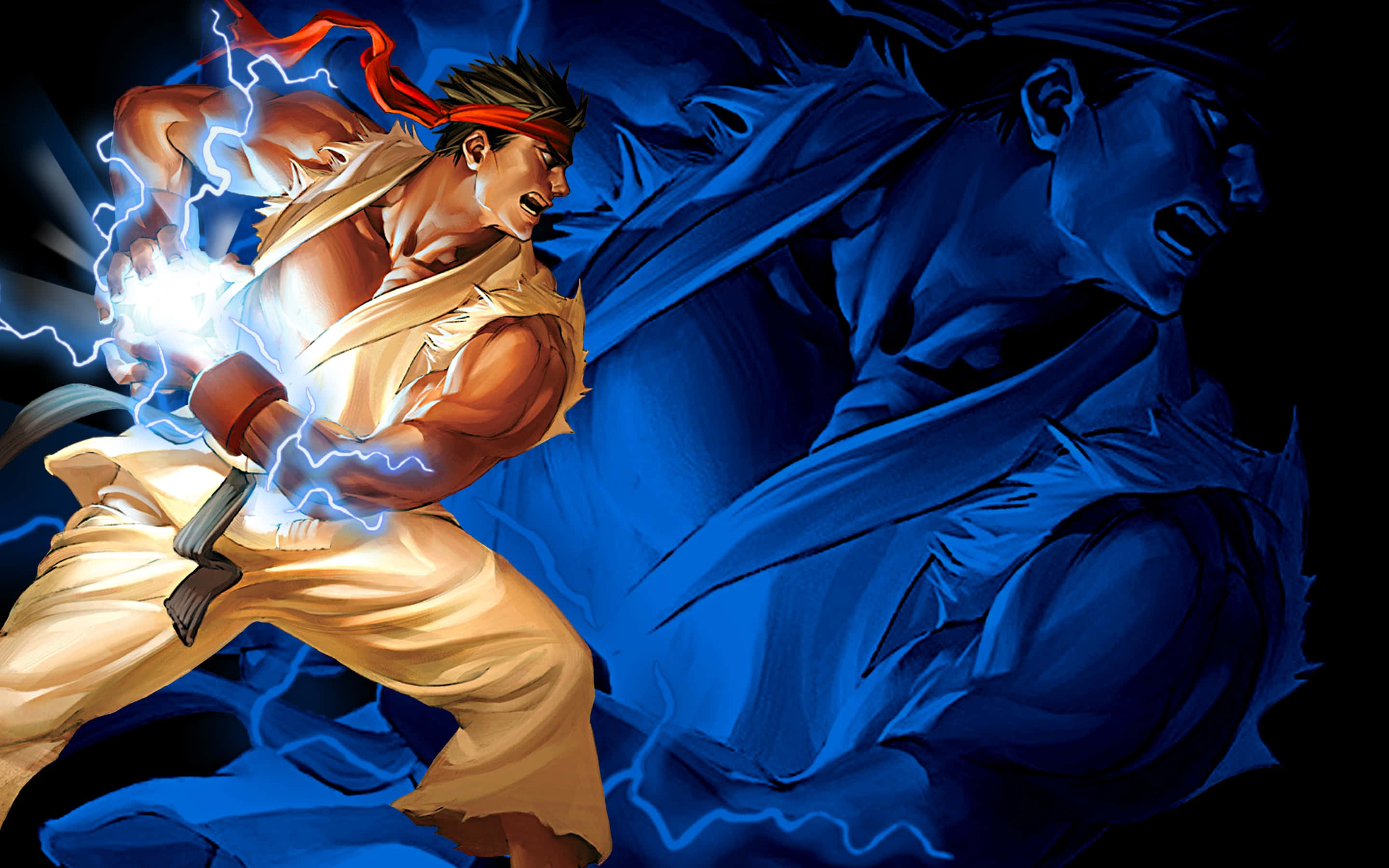 Street Fighter Alpha, electric punch, white gi, 2K Desktop Wallpaper
