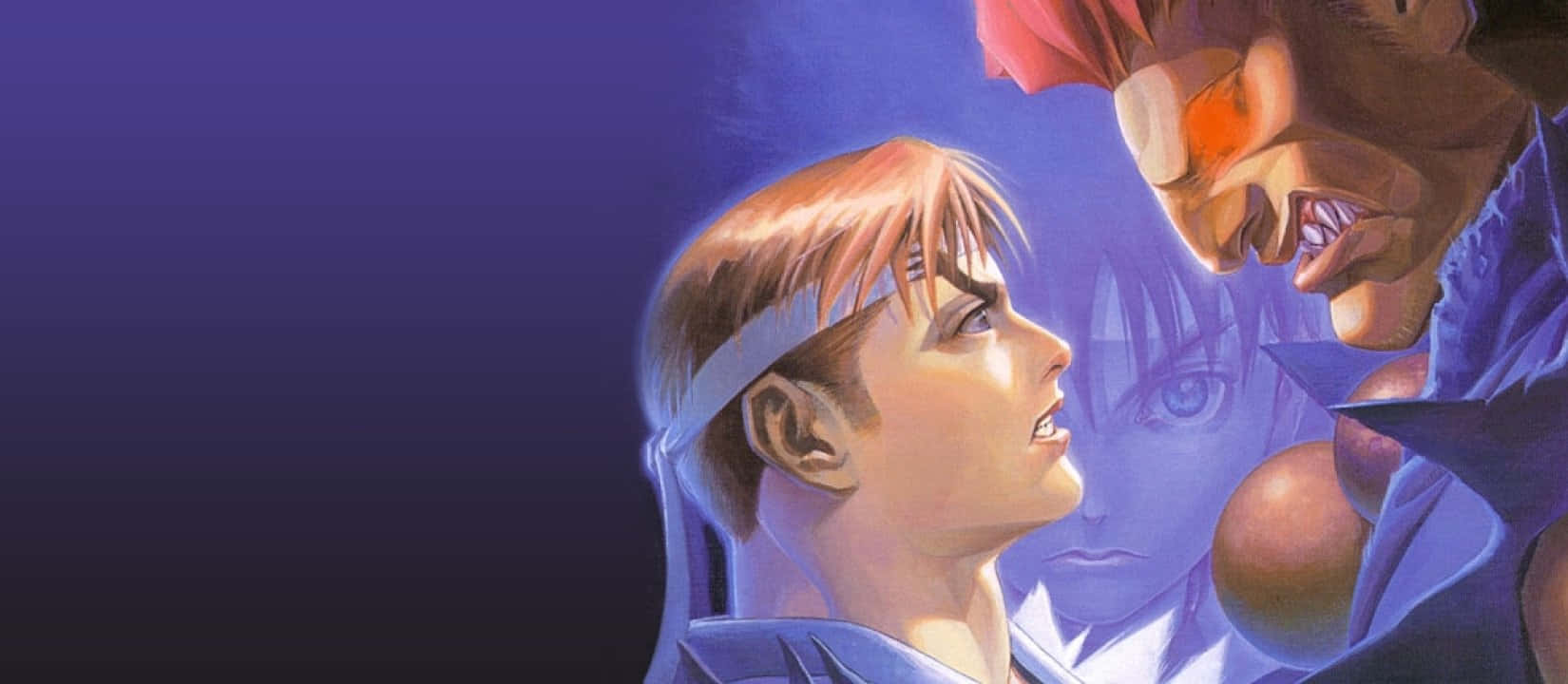 Street Fighter Alpha, anime-style fighters, deep purple glow, HD Desktop Wallpaper