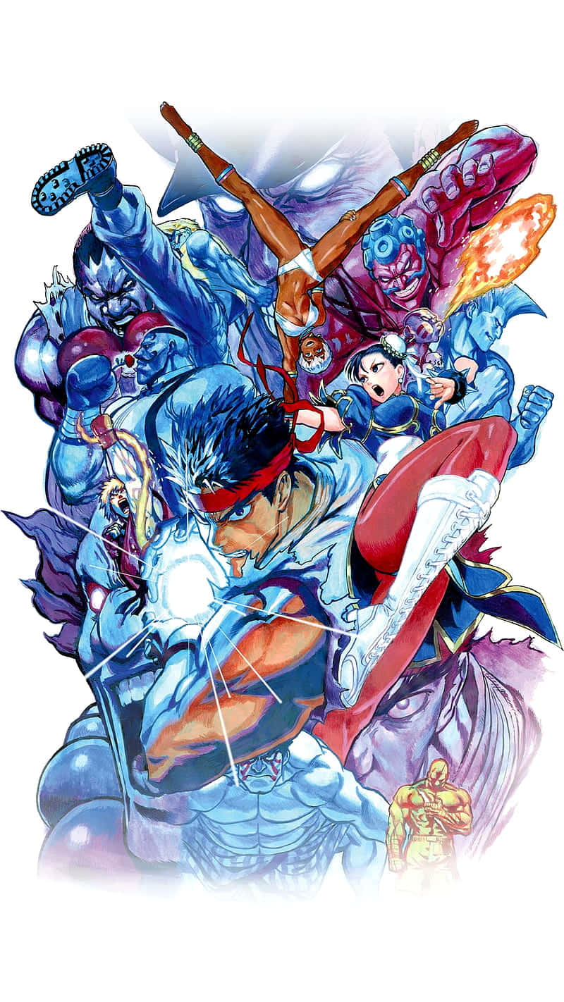 Street Fighter Alpha, anime-style fighters, glowing energy effects, HD Phone Wallpaper