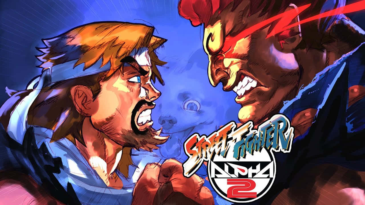 Street Fighter Alpha 2, blue background, glare intensely, HD Desktop Wallpaper