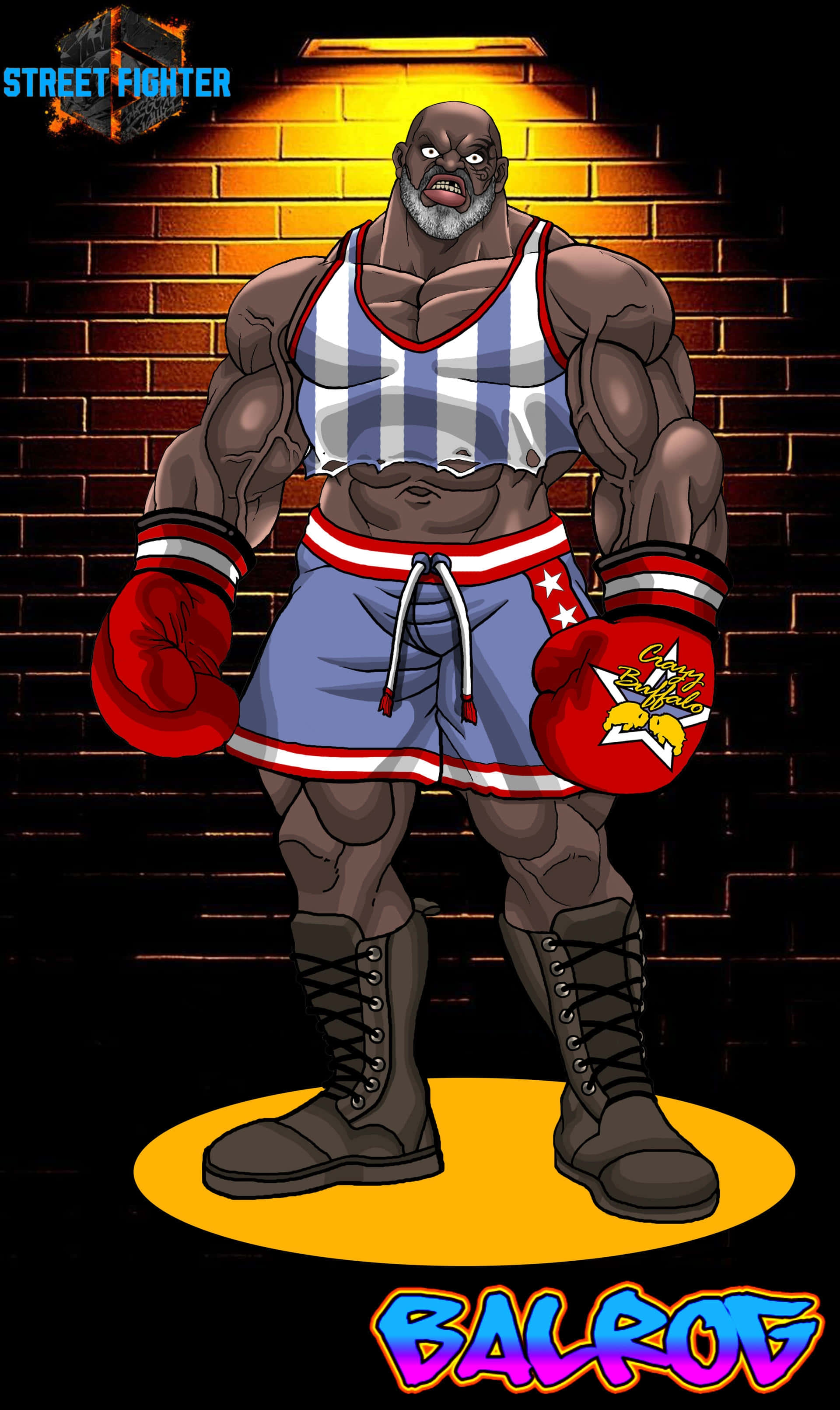 Street Fighter Balrog, red boxing gloves, blue striped shorts, 2K Phone Wallpaper