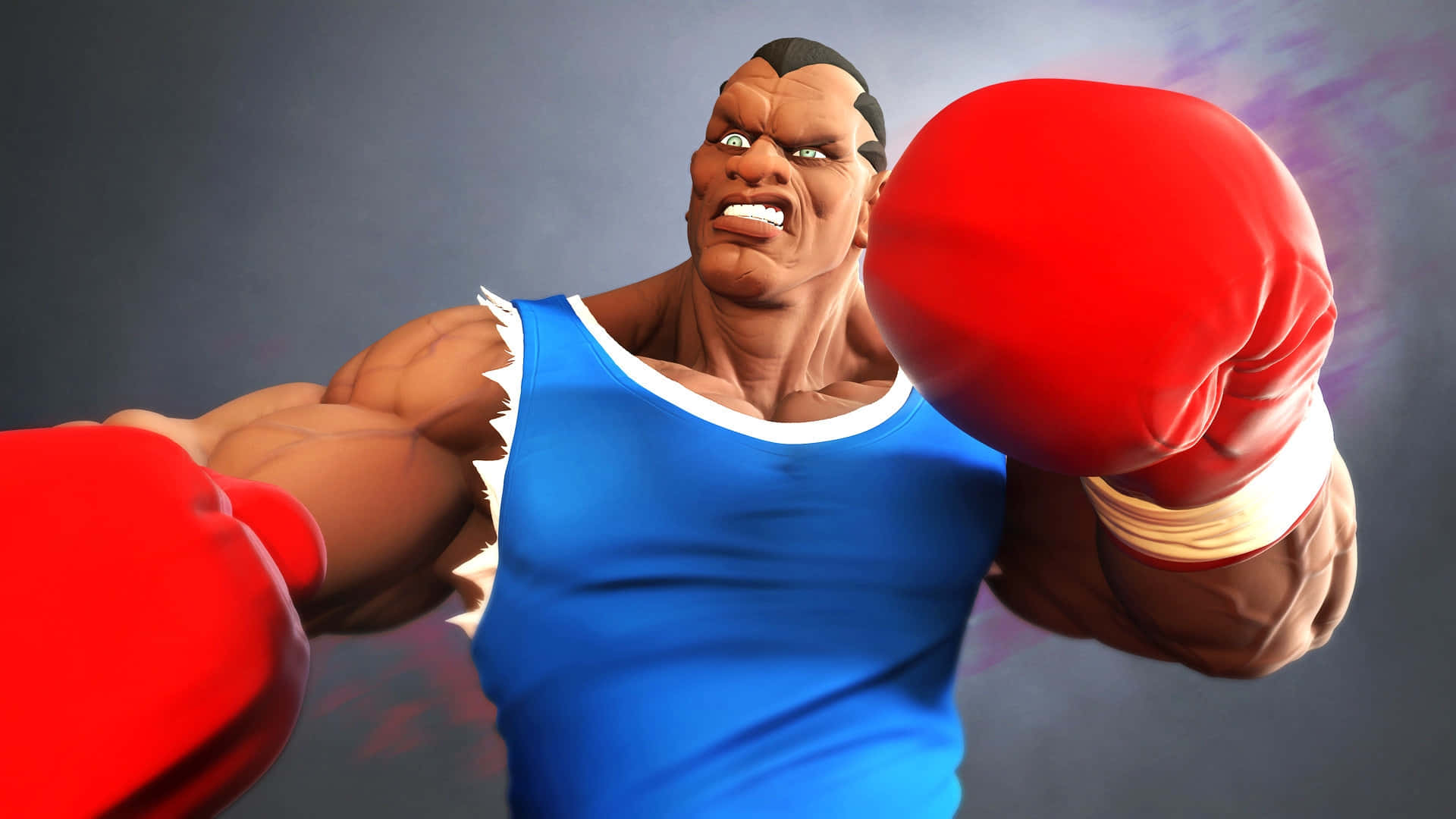 Street Fighter Balrog, blue tank top, red gloves, Full HD Desktop Wallpaper