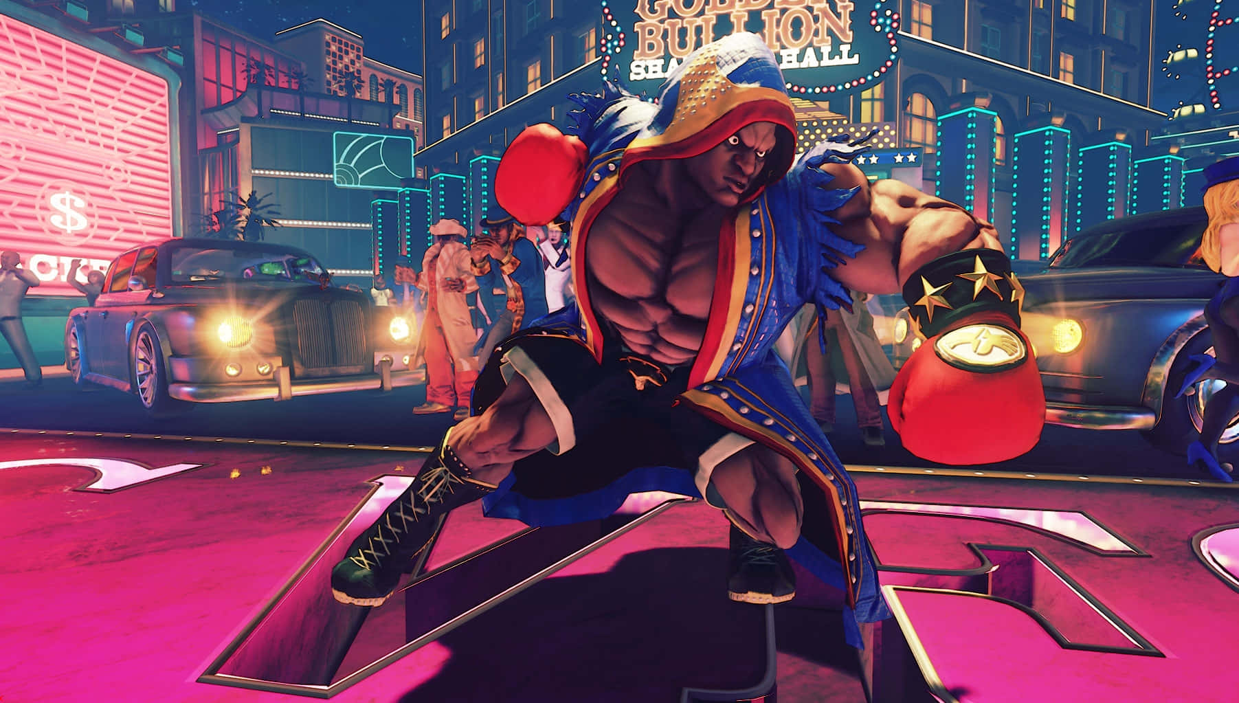 Street Fighter Balrog, red boxing gloves, blue cape, HD Desktop Wallpaper