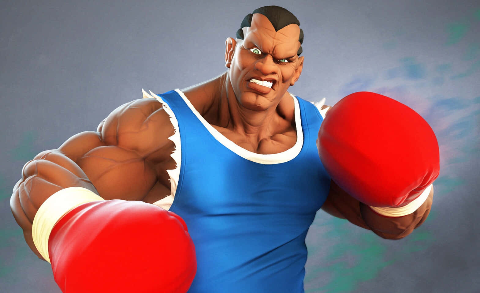 Street Fighter Balrog, blue tank top, red gloves, HD Desktop Wallpaper