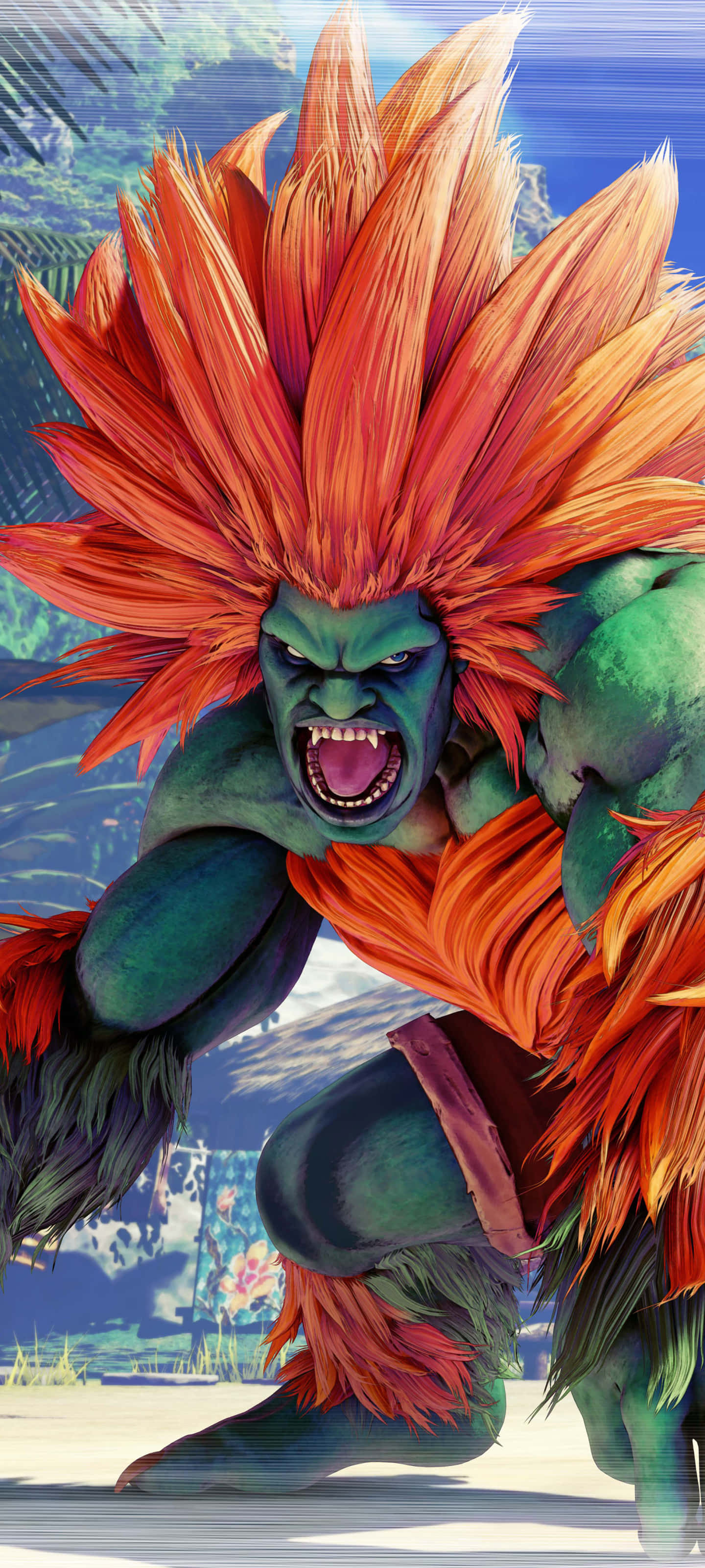 Street Fighter, Blanka, roaring, 2K Phone Wallpaper