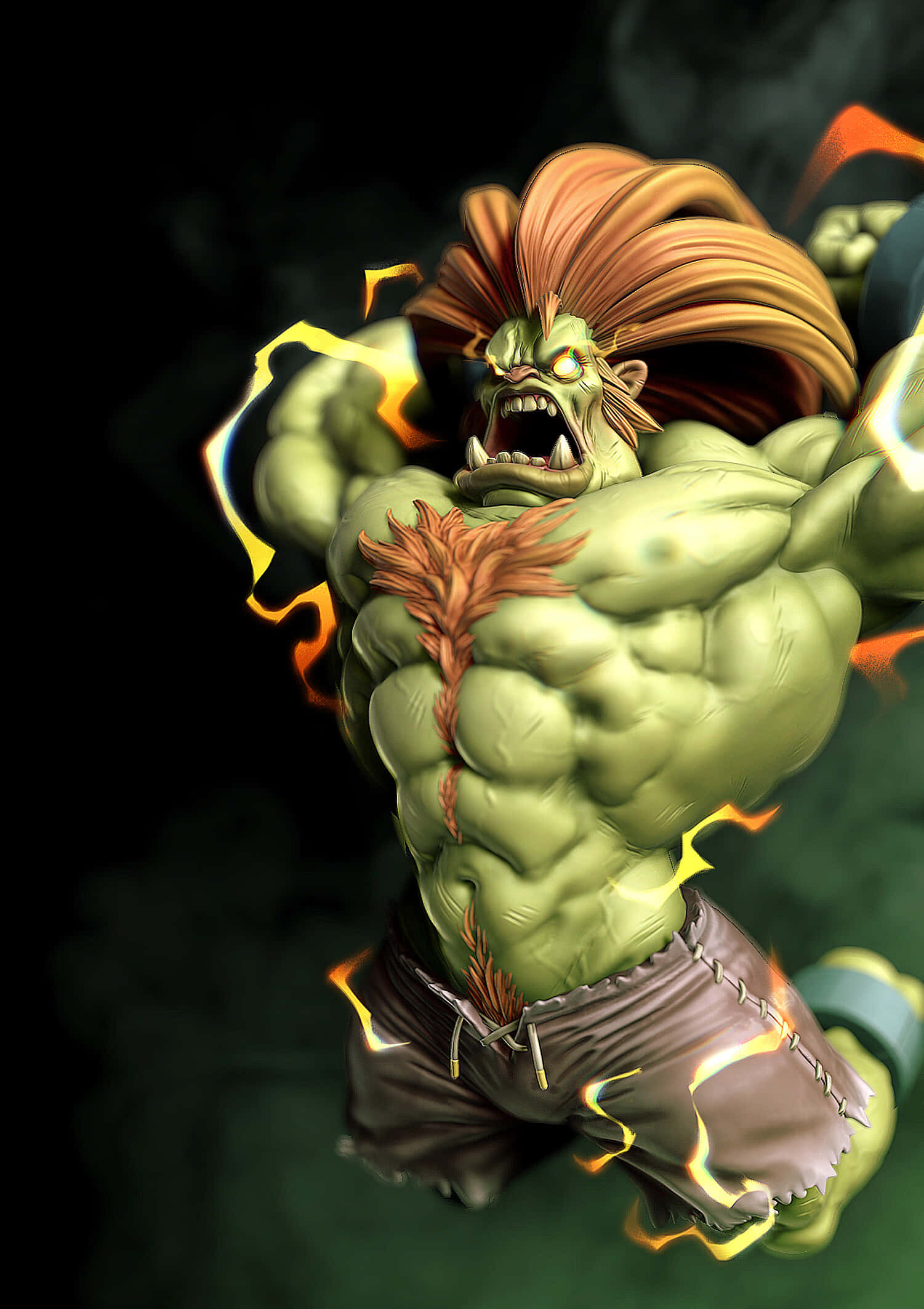 Street Fighter, Blanka, electric fury, Full HD Phone Wallpaper