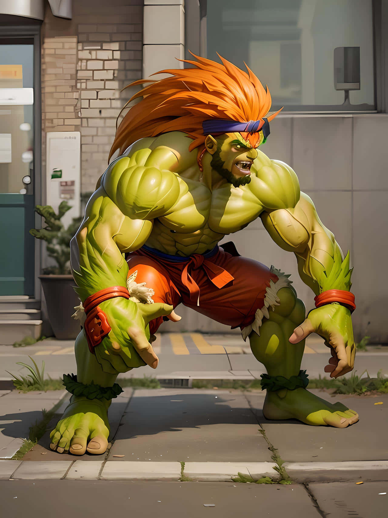 Street Fighter, Blanka, crouching, HD Phone Wallpaper