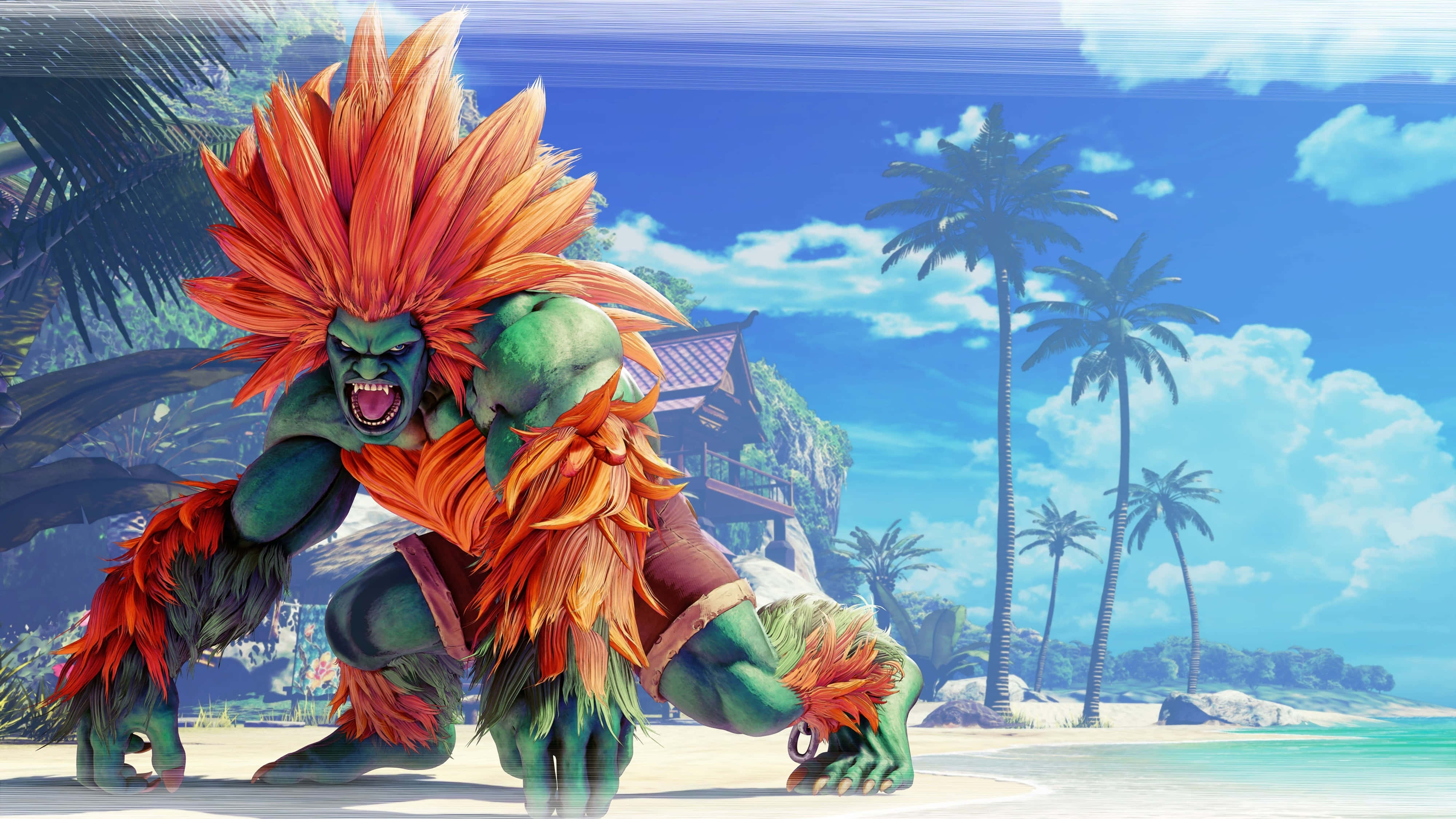 Street Fighter, Blanka, tropical beach, 4K Desktop Wallpaper