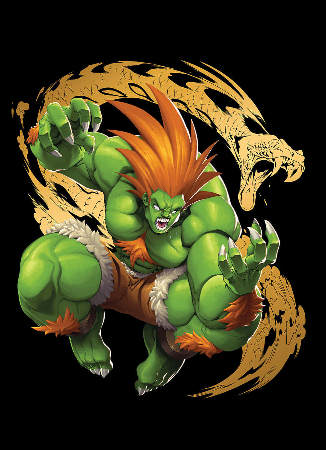 Street Fighter Blanka, green warrior, orange hair, HD Phone Wallpaper