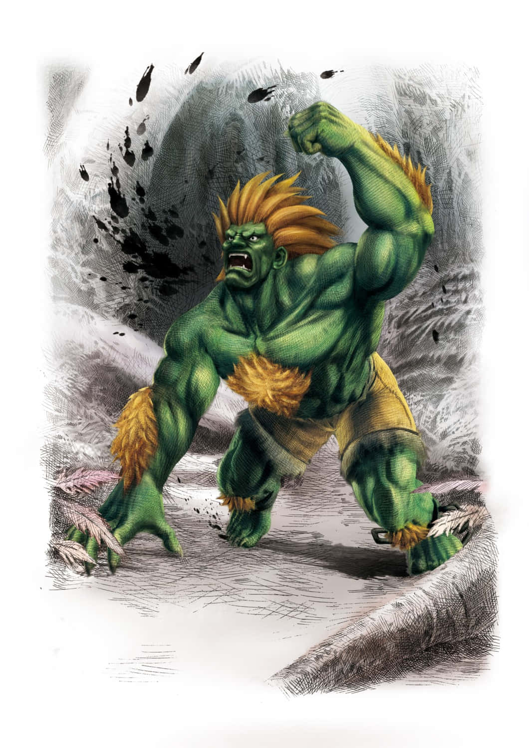 Street Fighter, Blanka, roaring, HD Phone Wallpaper