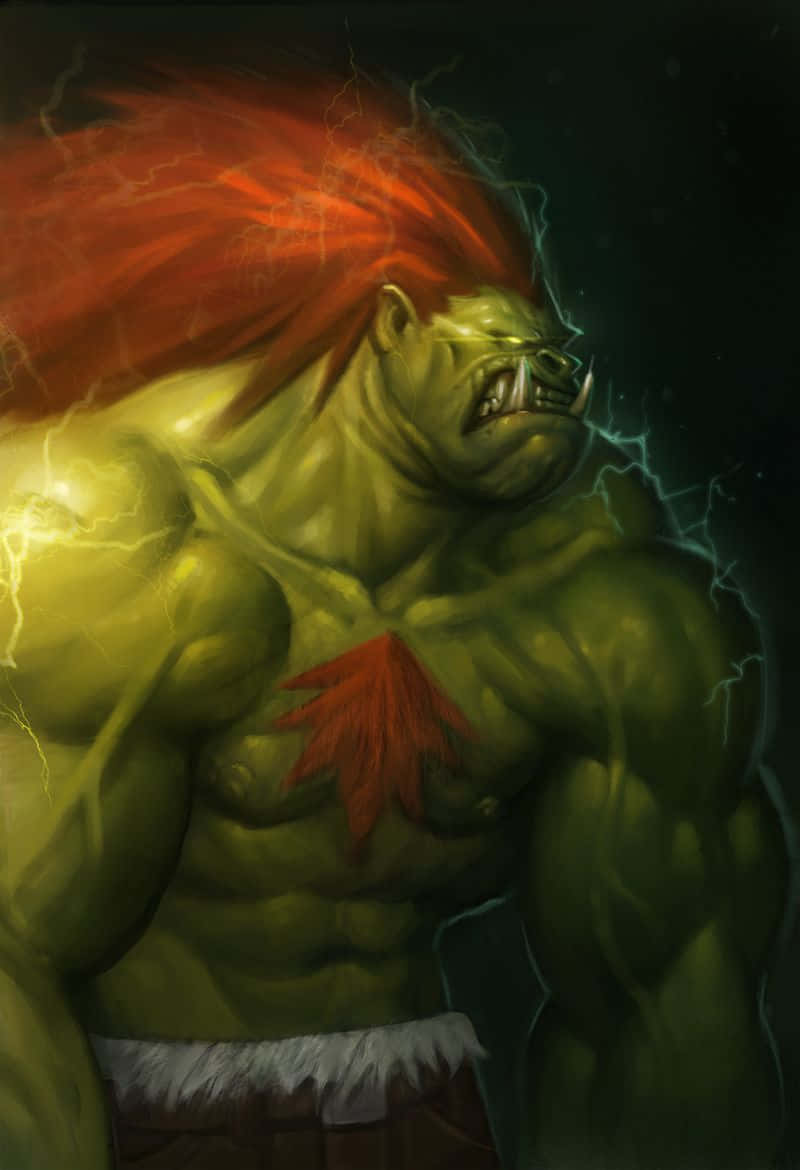 Street Fighter Blanka, electric fury, fiery red hair, SD Phone Wallpaper