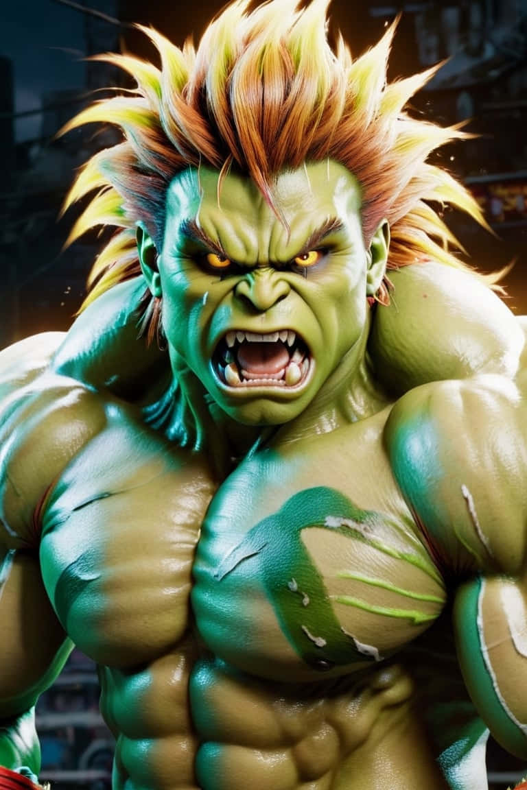 Street Fighter, Blanka, roaring, SD Phone Wallpaper