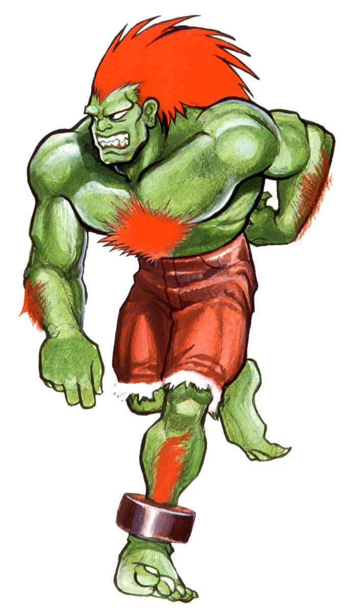 Street Fighter, Blanka, green cartoon character, SD Phone Wallpaper