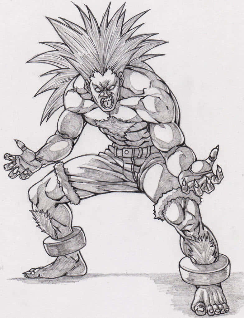 Street Fighter, Blanka, pencil sketch, SD Phone Wallpaper