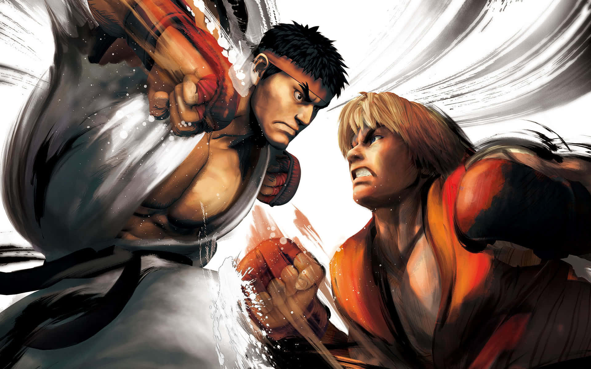 Street Fighter Characters, anime-style, dynamic battle, Full HD Desktop Wallpaper