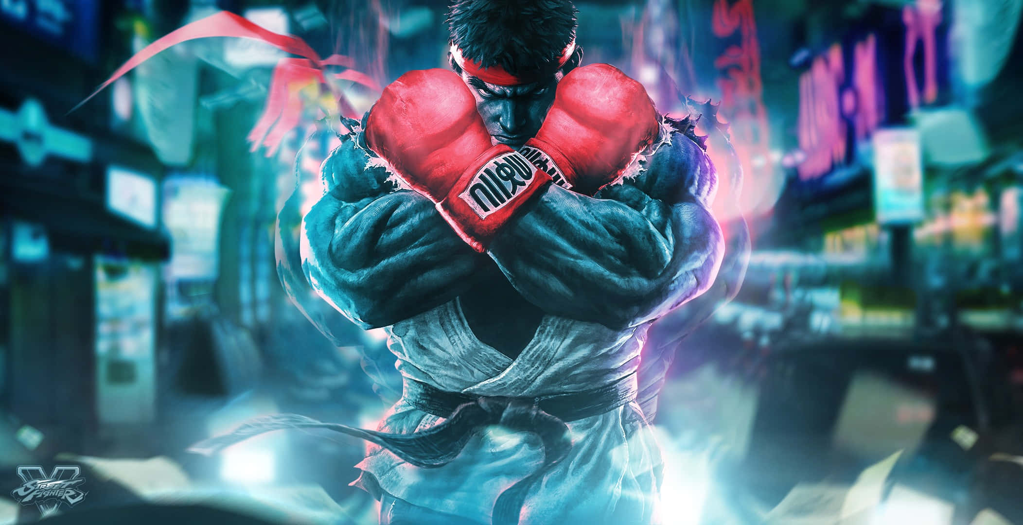 Street Fighter Characters, red boxing gloves, white gi, Full HD Desktop Wallpaper