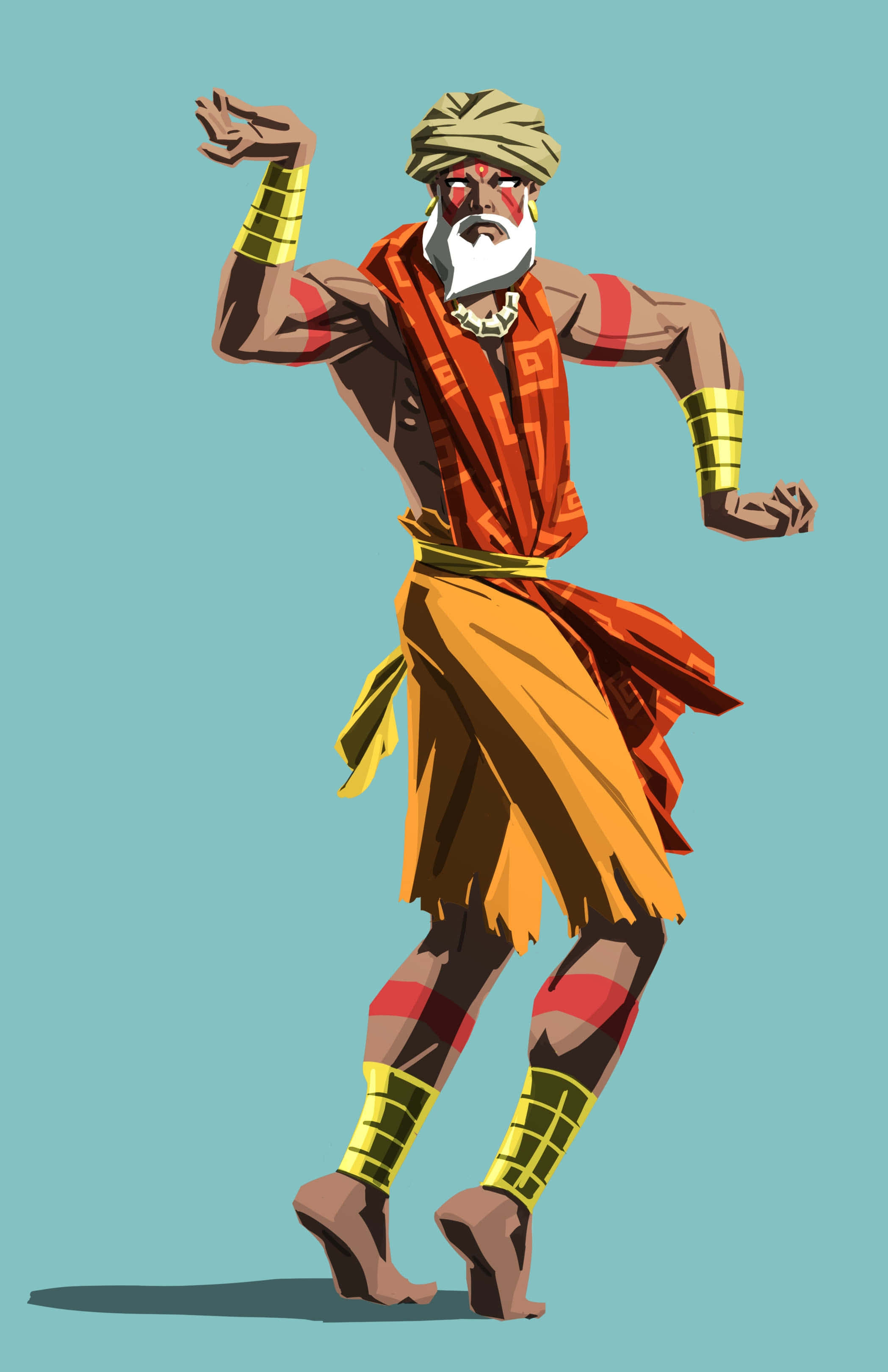 Street Fighter Dhalsim, red face paint, gold armlets, 2K Phone Wallpaper