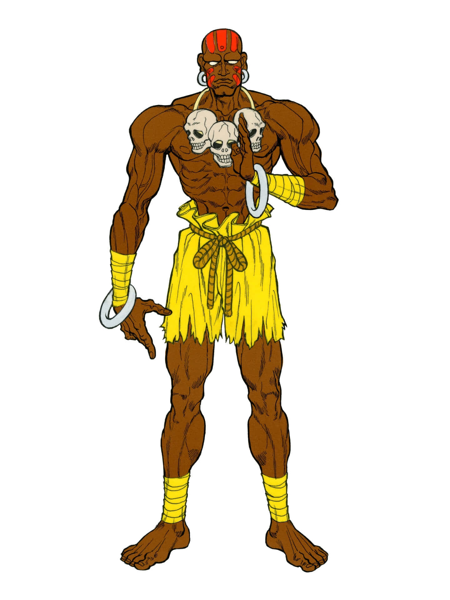 Street Fighter Dhalsim, red face paint, skull necklace, Full HD Phone Wallpaper