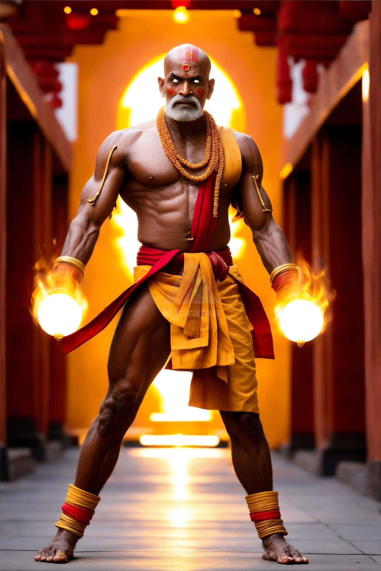 Dhalsim, Street Fighter, temple corridor, Full HD Phone Wallpaper