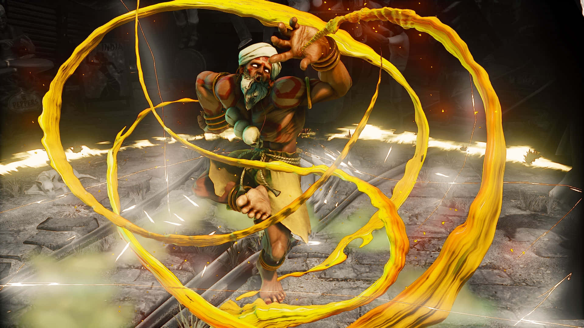 Street Fighter, Dhalsim, fire attack, Full HD Desktop Wallpaper