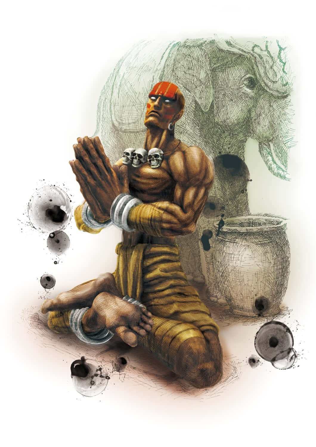 Street Fighter Dhalsim, orange face paint, elephant, HD Phone Wallpaper