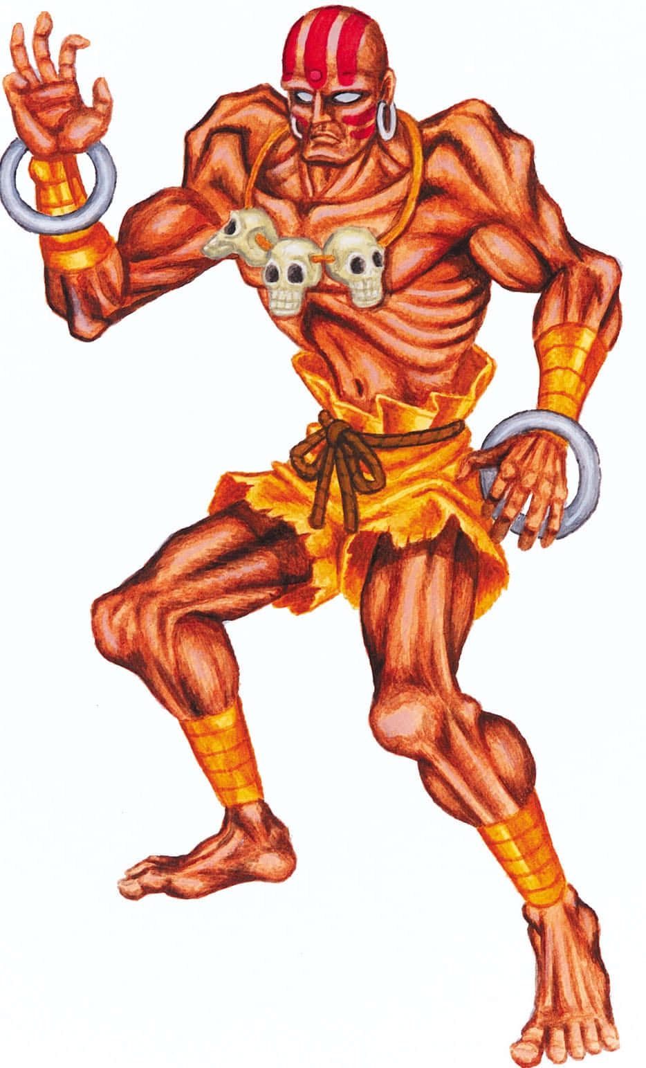 Street Fighter Dhalsim, red face paint, skull necklace, HD Phone Wallpaper