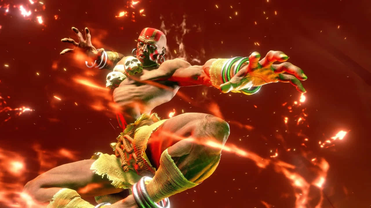Street Fighter Dhalsim, fire attack, red face paint, HD Desktop Wallpaper