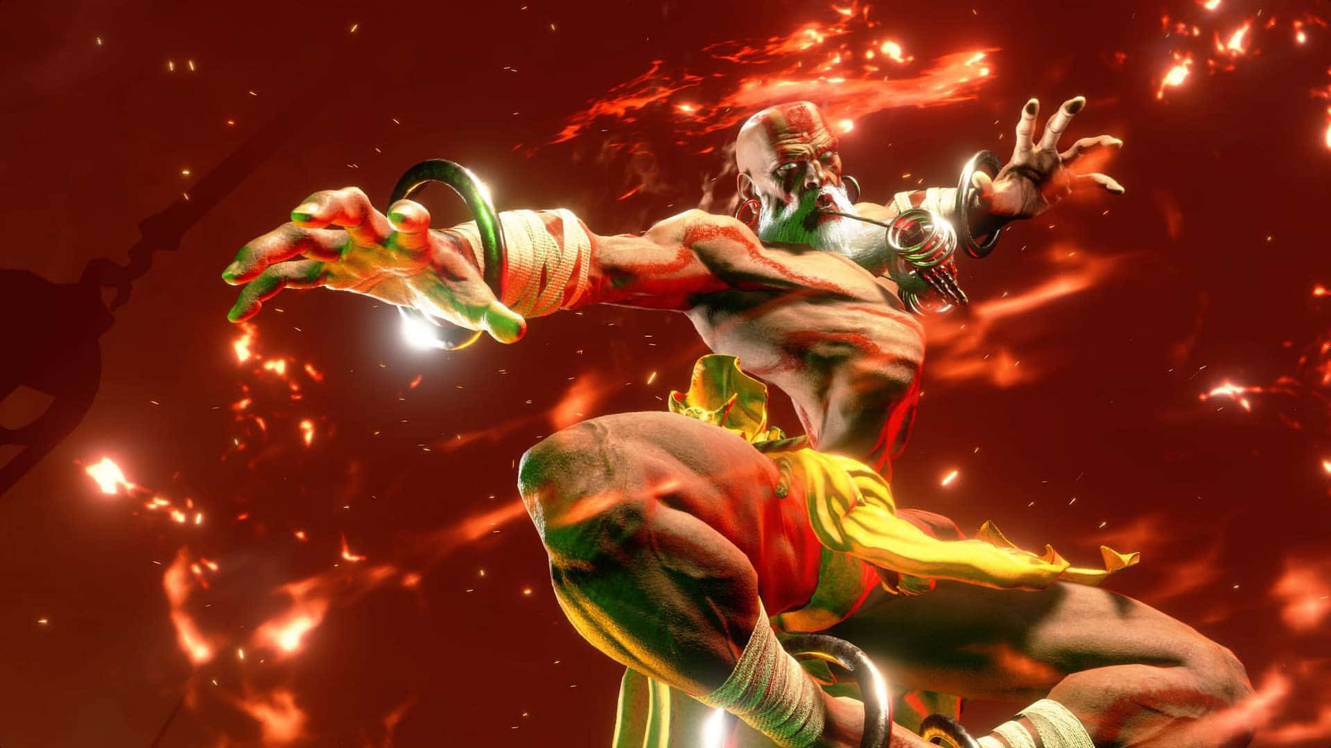 Street Fighter 6, Dhalsim, fire attack, Full HD Desktop Wallpaper