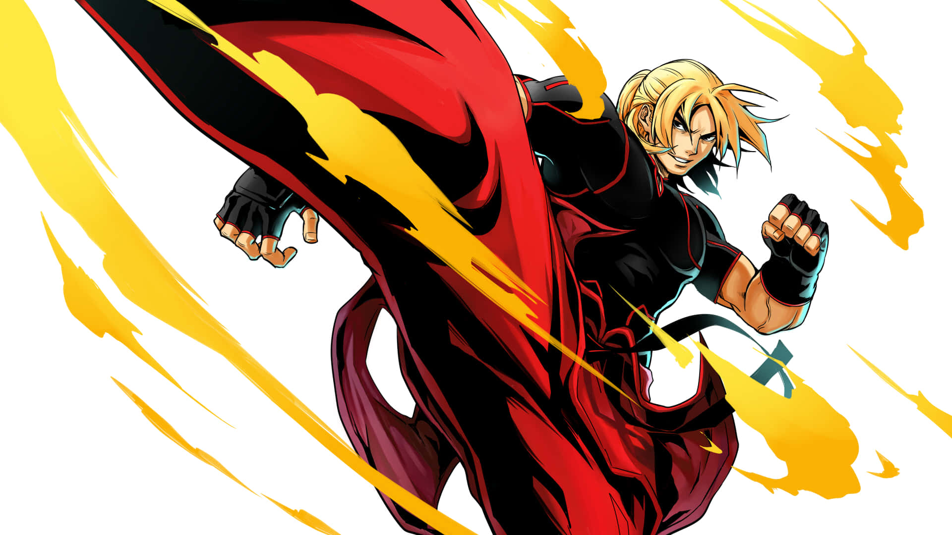 Street Fighter Ken, blonde hair, red cape, Full HD Desktop Wallpaper
